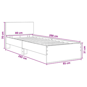Κρεβάτι με Κεφαλάρι Γκρι Σονομά 80 x 200 cm - Pakobazaar
