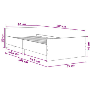 Κρεβάτι με Κεφαλάρι Γκρι Σκυροδέματος 80 x 200 cm - Pakobazaar