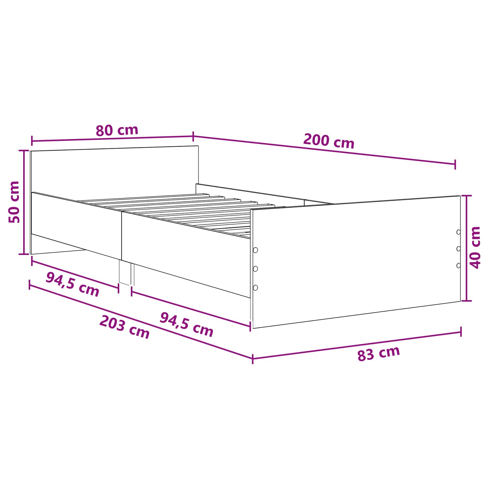 Κρεβάτι με Κεφαλάρι Artisan Δρυς 80 x 200 cm Επεξεργασμένο Ξύλο - Pakobazaar