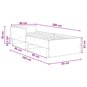 Κρεβάτι με Κεφαλάρι Γκρι Σκυροδέματος 80 x 200 cm - Pakobazaar