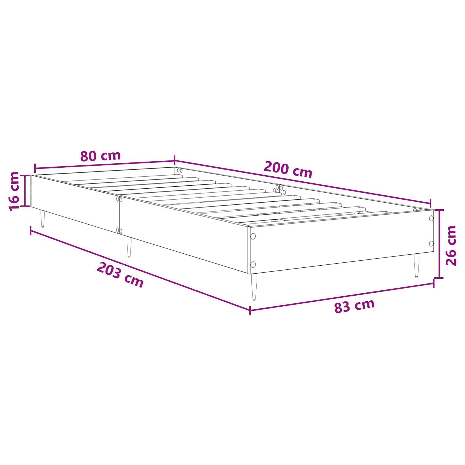 Σκελετός Κρεβατιού Λευκό 80 x 200 cm Επεξεργασμένο Ξύλο - Pakobazaar