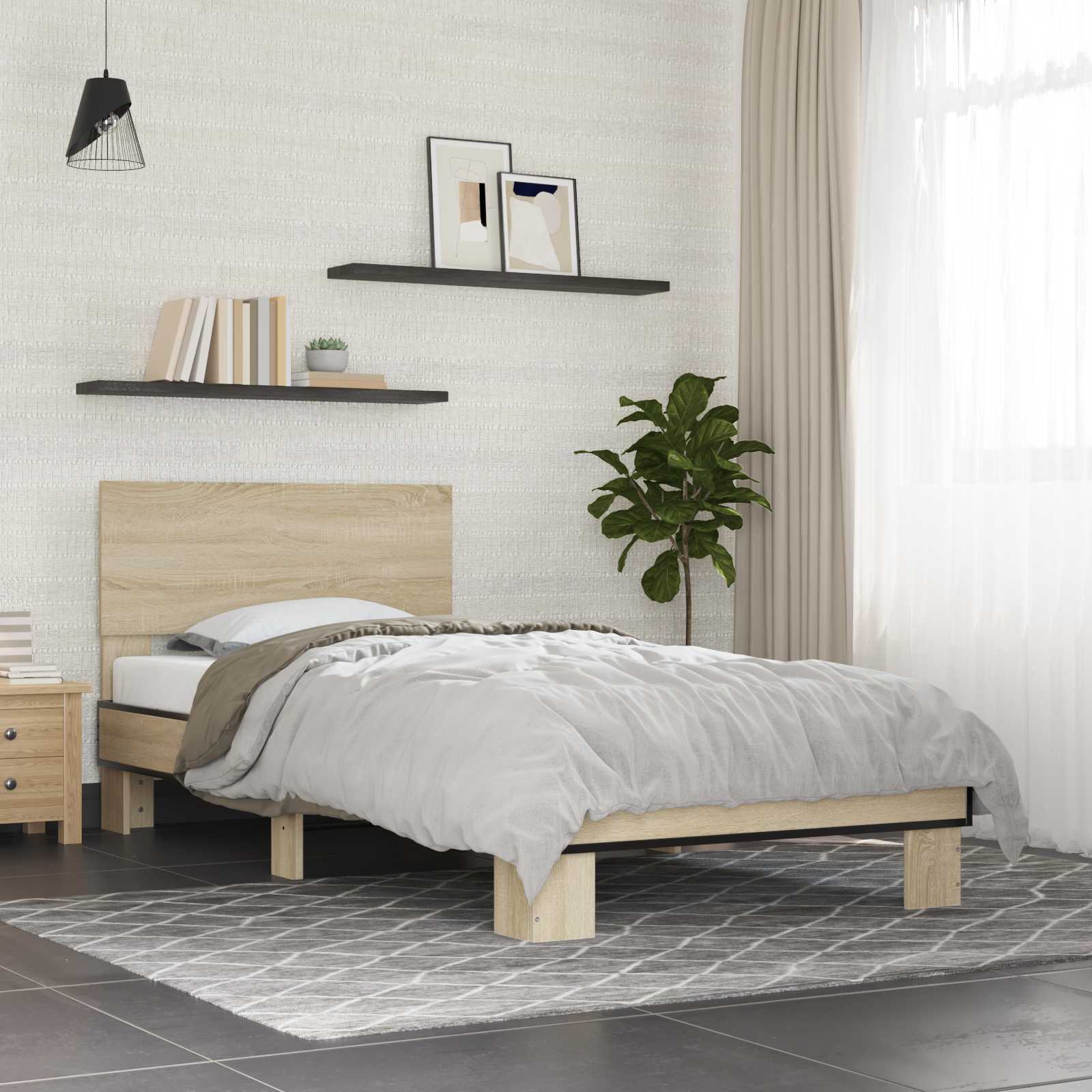 Κρεβάτι με Κεφαλάρι Sonoma Δρυς 80 x 200 cm Επεξεργασμένο Ξύλο - Pakobazaar
