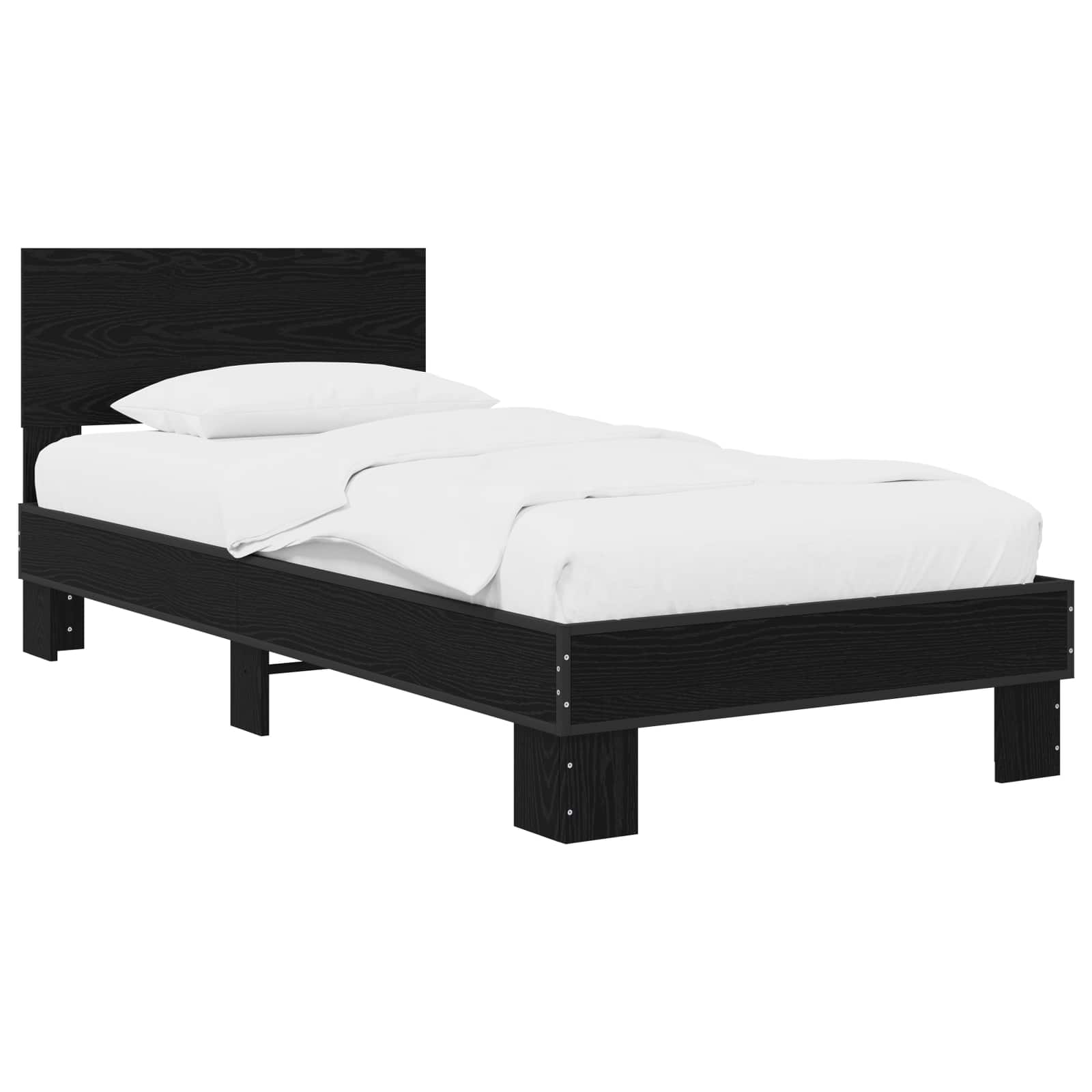 Κρεβάτι με Κεφαλάρι Μαύρη Δρυς 80 x 200 cm Επεξεργασμένο Ξύλο - Pakobazaar