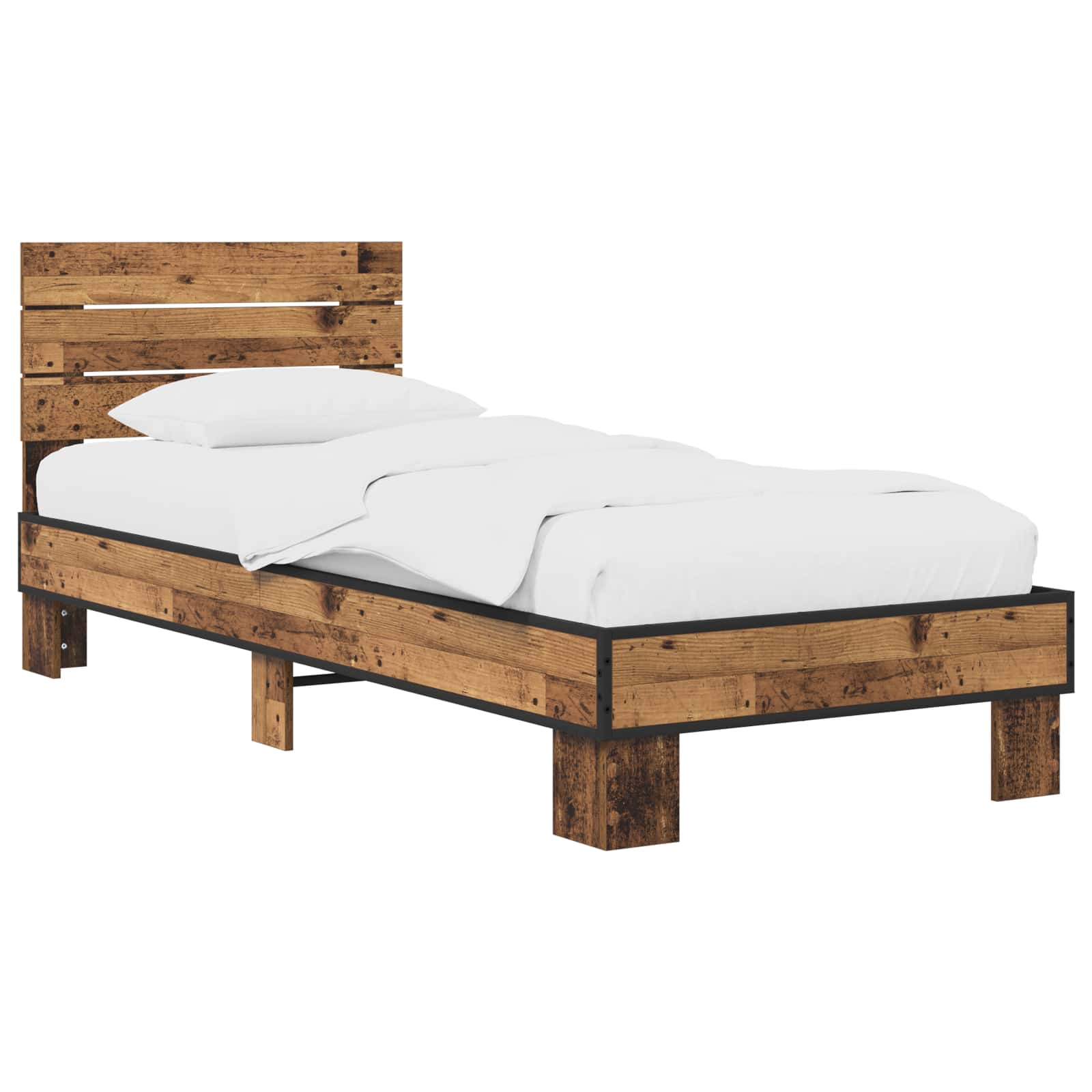 Κρεβάτι με Κεφαλάρι Παλαιωμένο ξύλο 80 x 200 cm - Pakobazaar
