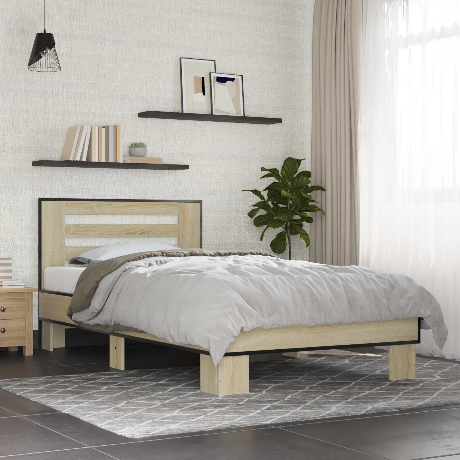 Κρεβάτι με Κεφαλάρι Sonoma Δρυς 80 x 200 cm Επεξεργασμένο Ξύλο - Pakobazaar