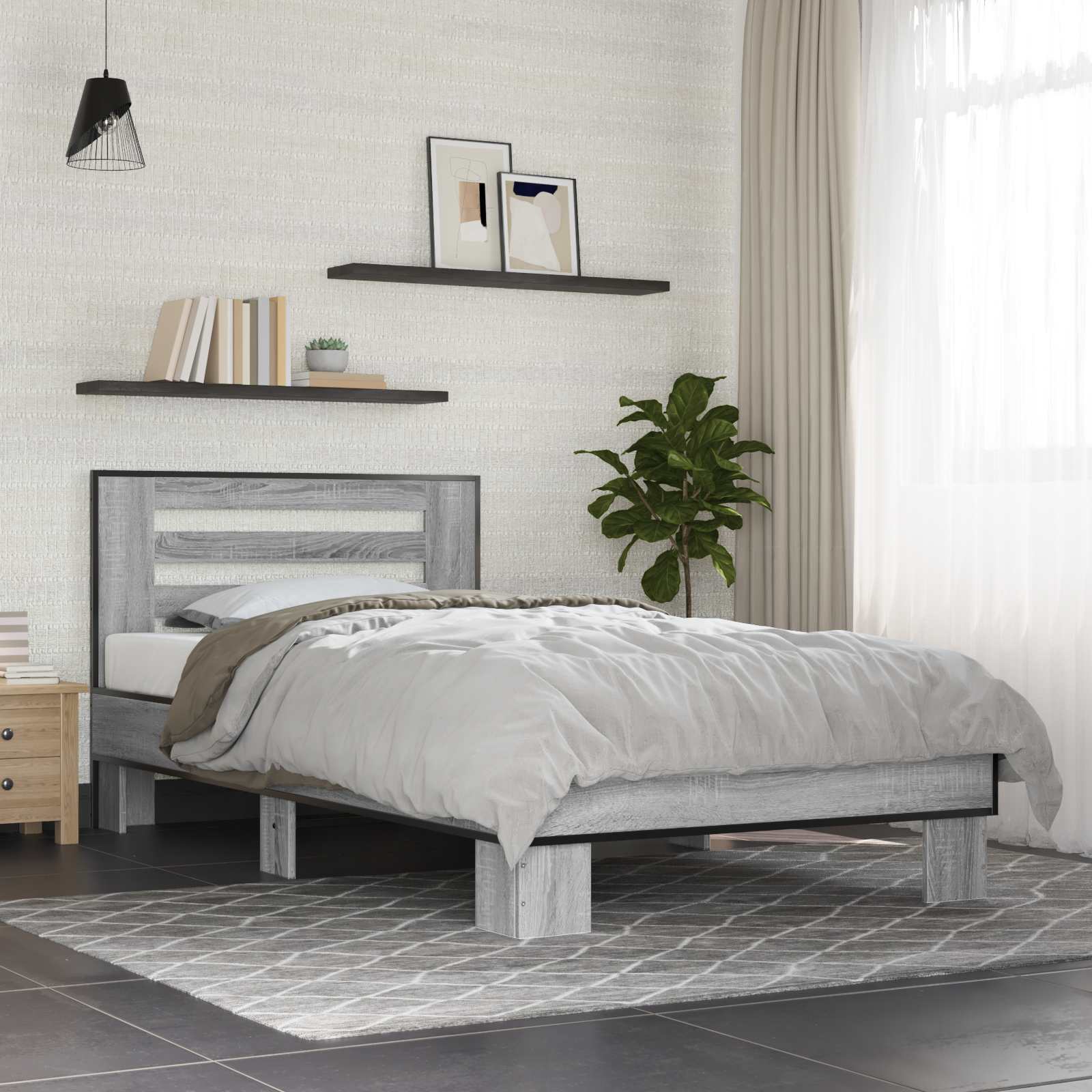 Κρεβάτι με Κεφαλάρι Γκρι Sonoma 80 x 200 cm Επεξεργασμένο Ξύλο - Pakobazaar