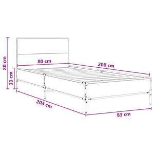 Κρεβάτι με Κεφαλάρι Παλαιωμένο ξύλο 80 x 200 cm - Pakobazaar