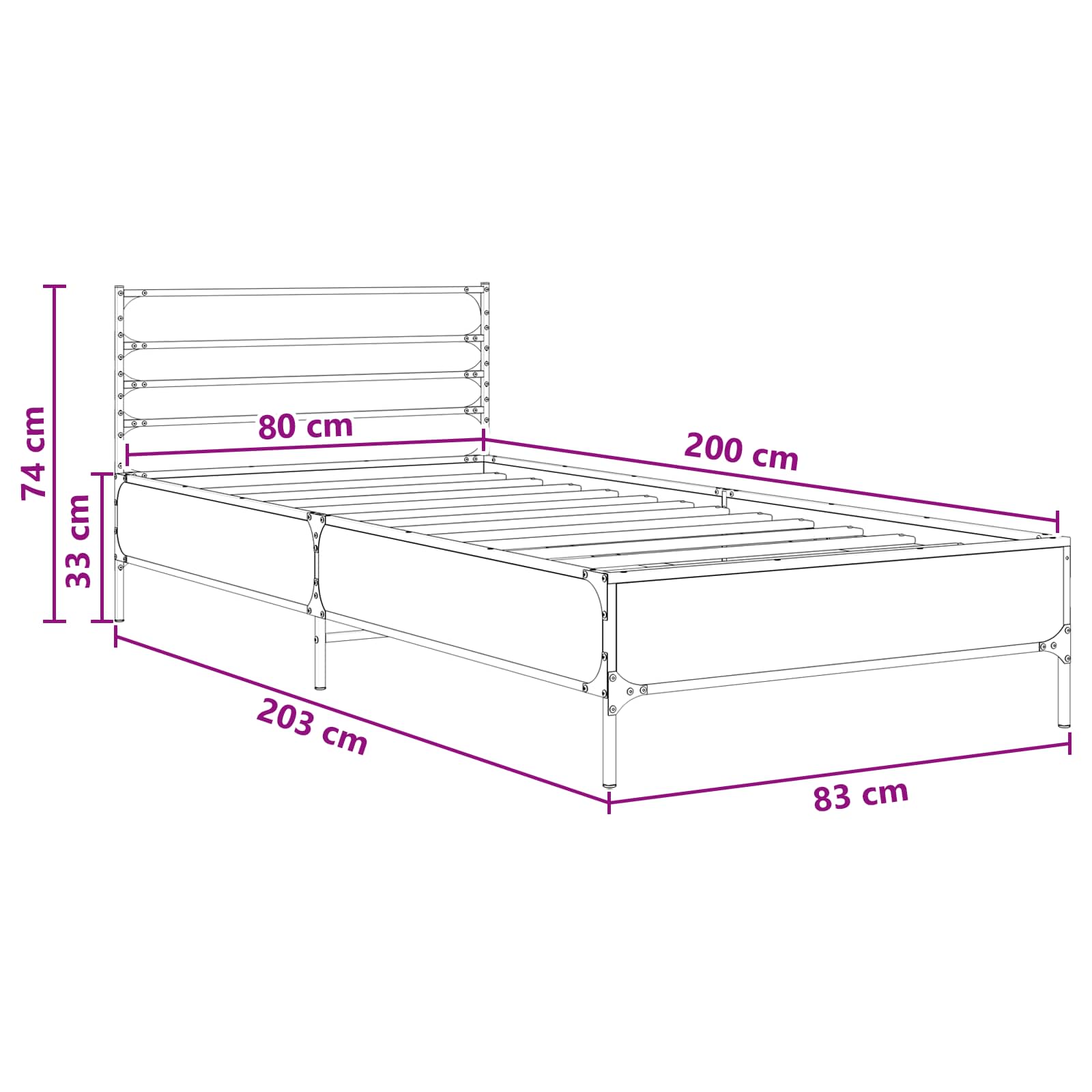 Σκελετός Κρεβατιού Artisian Δρυς 80 x 200 cm Επεξεργασμένο Ξύλο - Pakobazaar