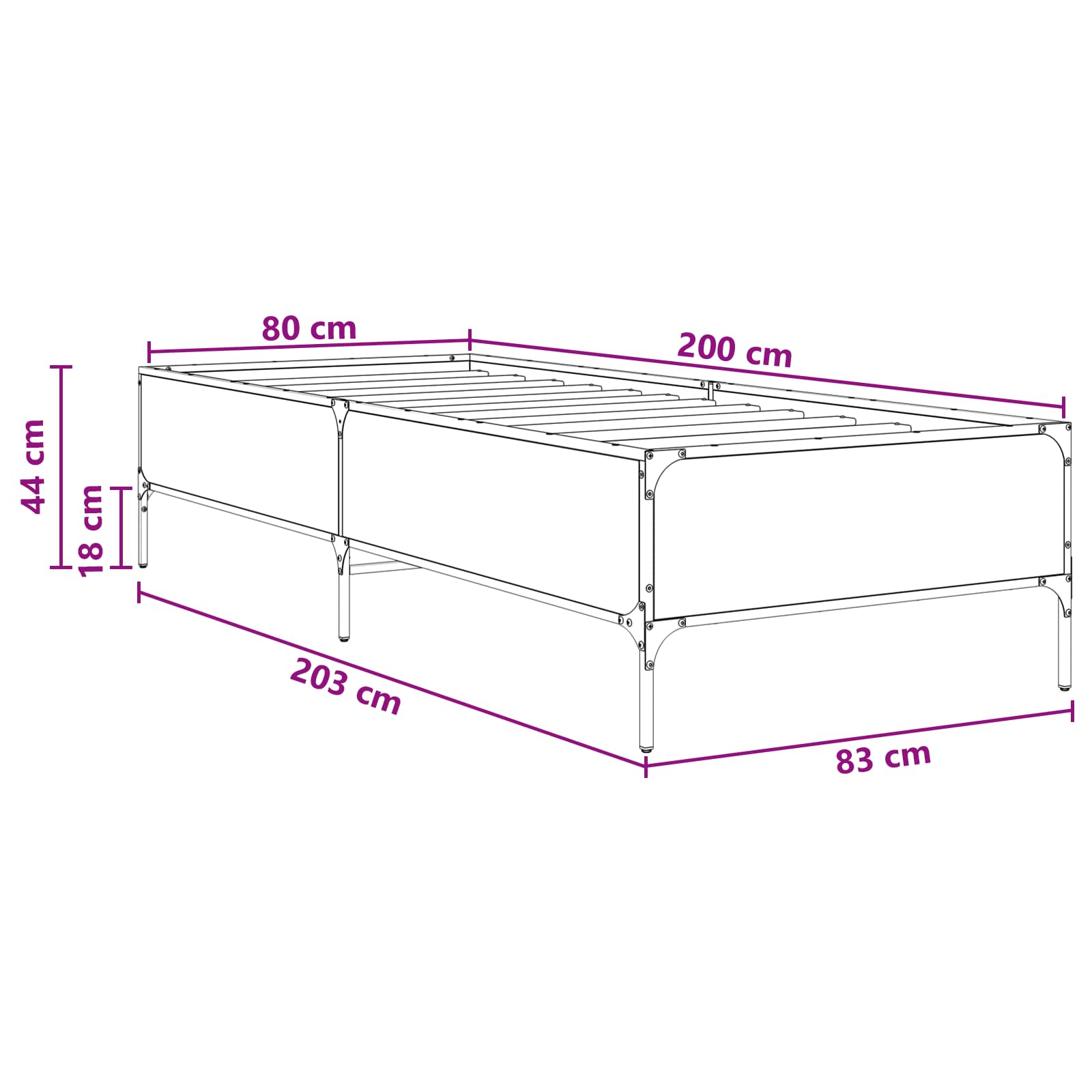Σκελετός Κρεβατιού Artisian Δρυς 80 x 200 cm Επεξεργασμένο Ξύλο - Pakobazaar