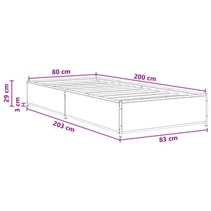 Σκελετός Κρεβατιού Παλαιωμένο ξύλο 80 x 200 cm - Pakobazaar
