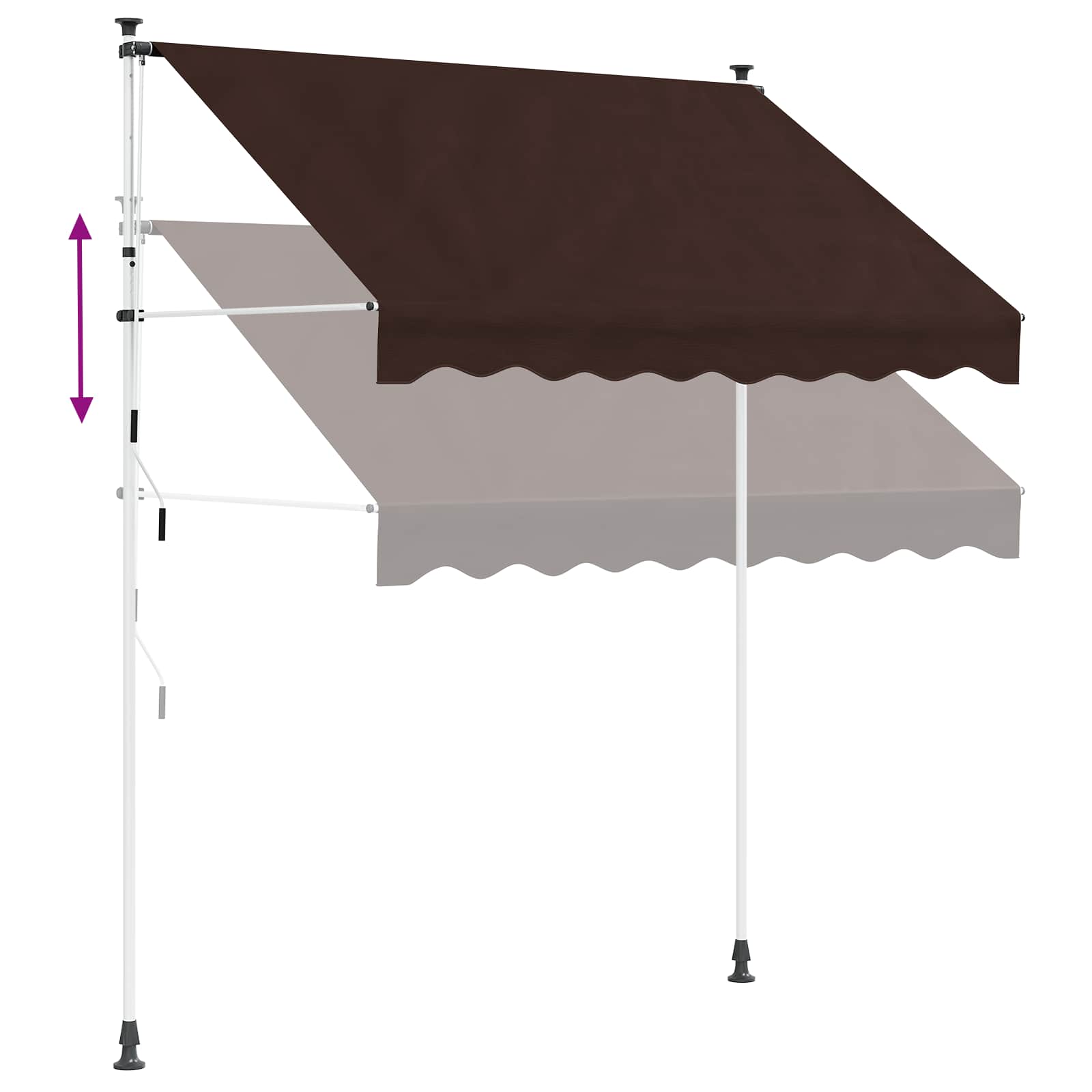Χειροκίνητη Ανακλινόμενη Σκίαση Καφέ 250 cm - Pakobazaar