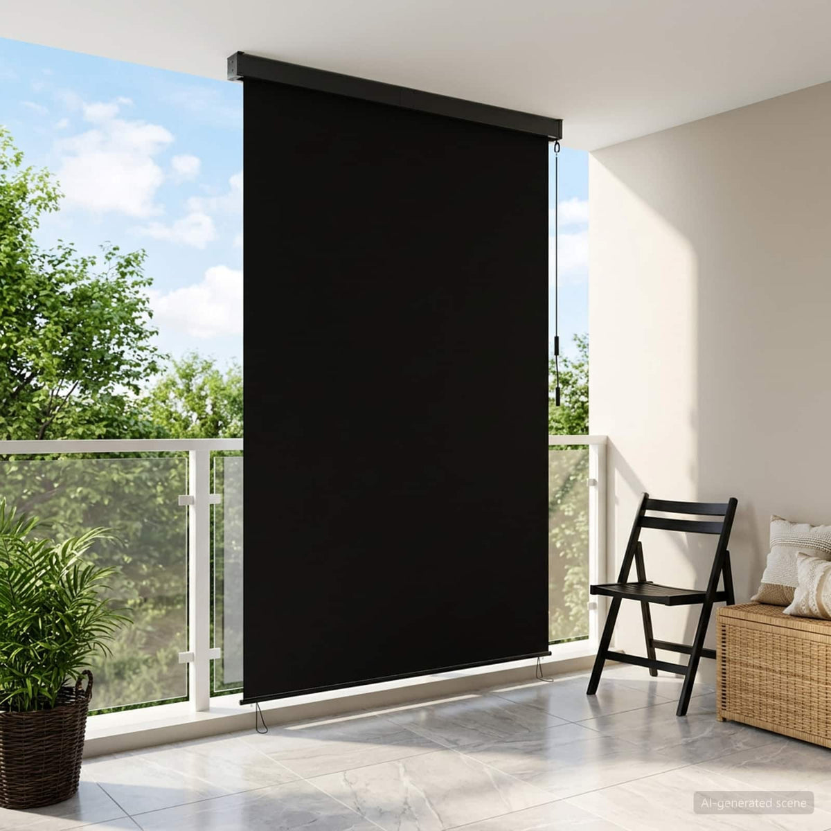 Ρόλερ Μαύρο 100 x 250 cm Ύφασμα και Αλουμίνιο - Pakobazaar