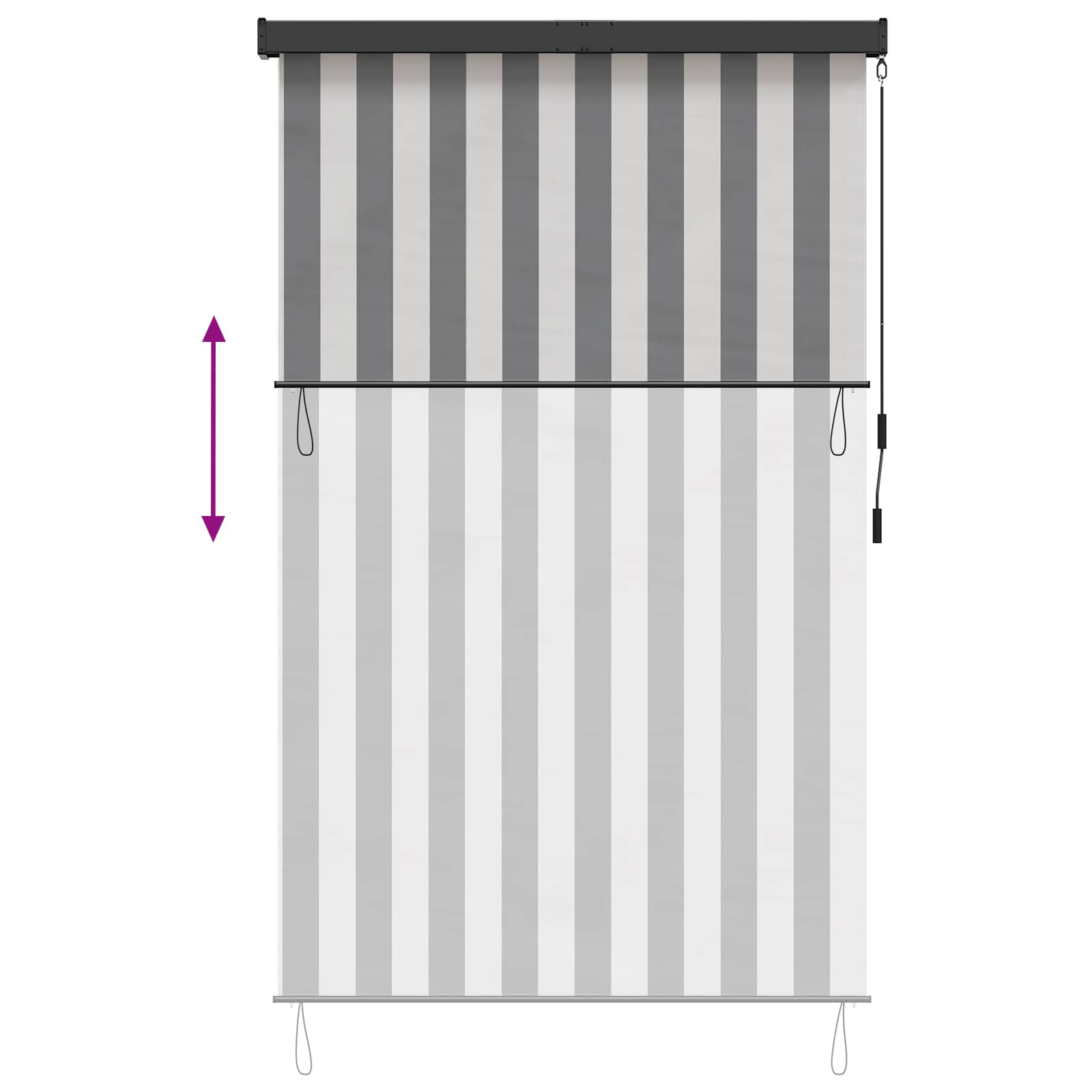 Ρόλερ Γκρι και Λευκό 120 x 250 cm Ύφασμα και Αλουμίνιο - Pakobazaar