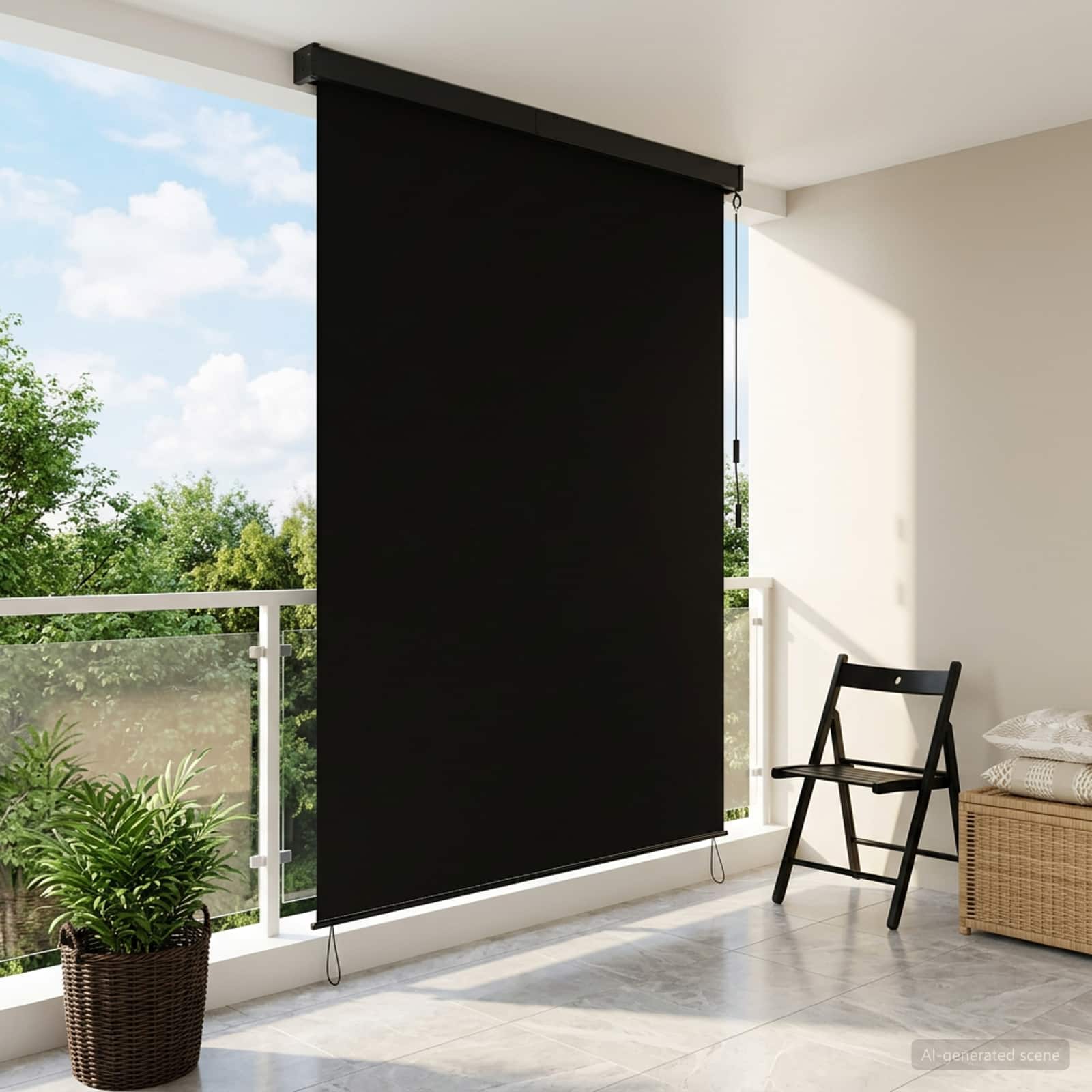 Ρόλερ Μαύρο 180 x 250 cm Ύφασμα και Αλουμίνιο