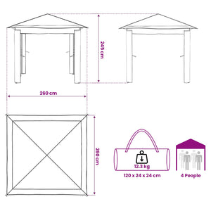 Κιόσκι χωρίς Πλαϊνό Τοίχο 2,6 x 2,6 μέτρα - Pakobazaar