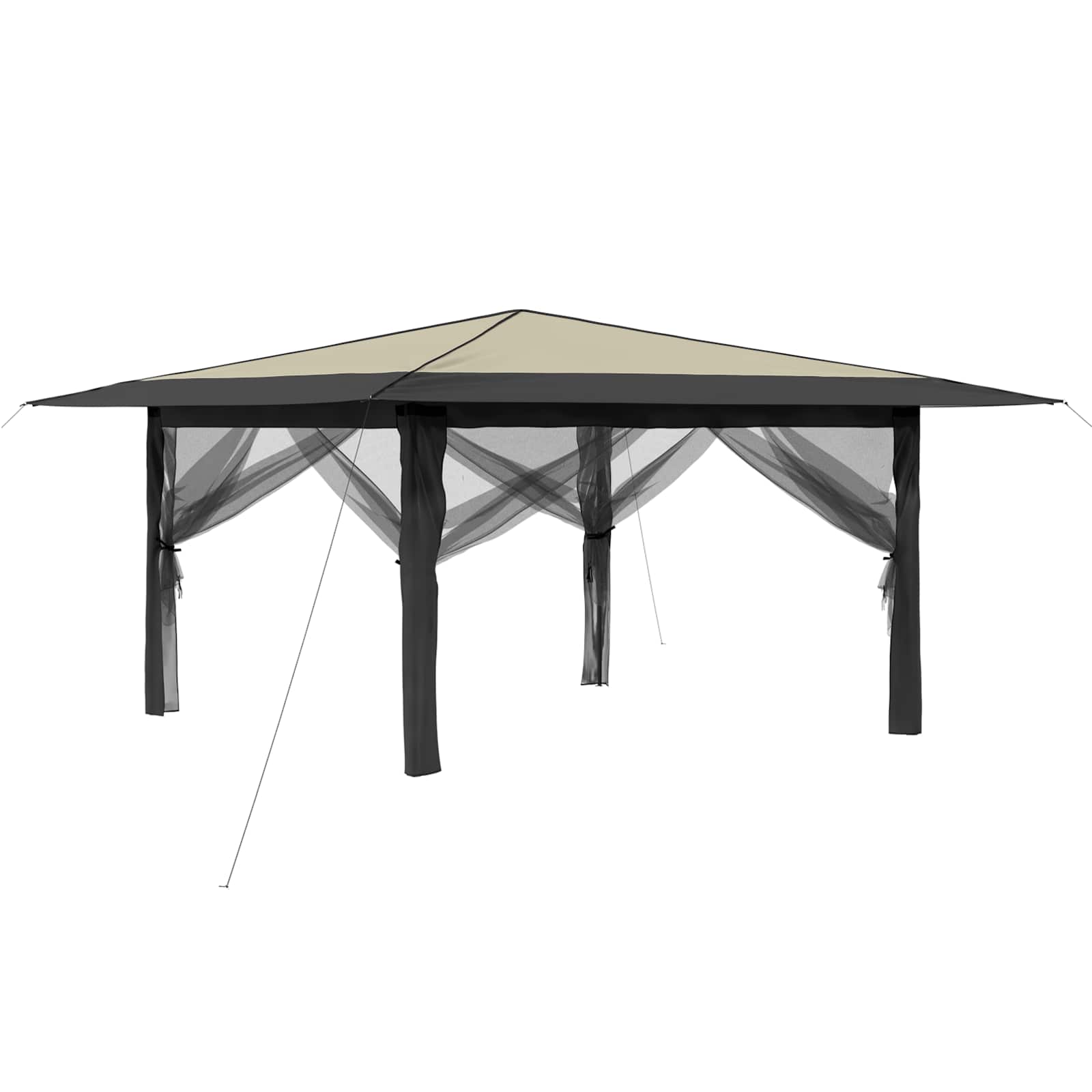 Γκαζebo με 4 πλαινά 4 x 4 m Κρέμα και Ανθρακί - Pakobazaar