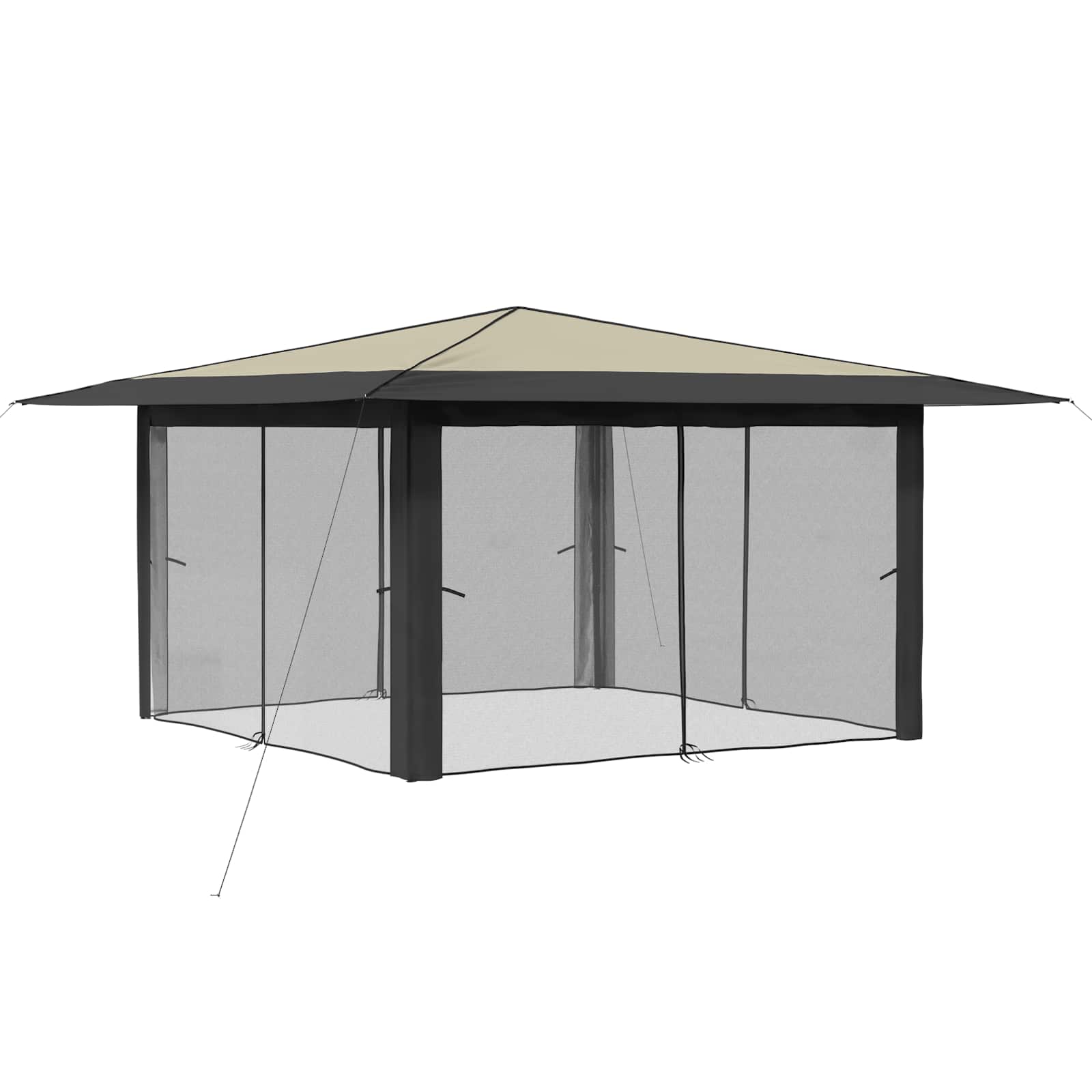 Γκαζebo με 4 πλαινά 4 x 4 m Κρέμα και Ανθρακί - Pakobazaar