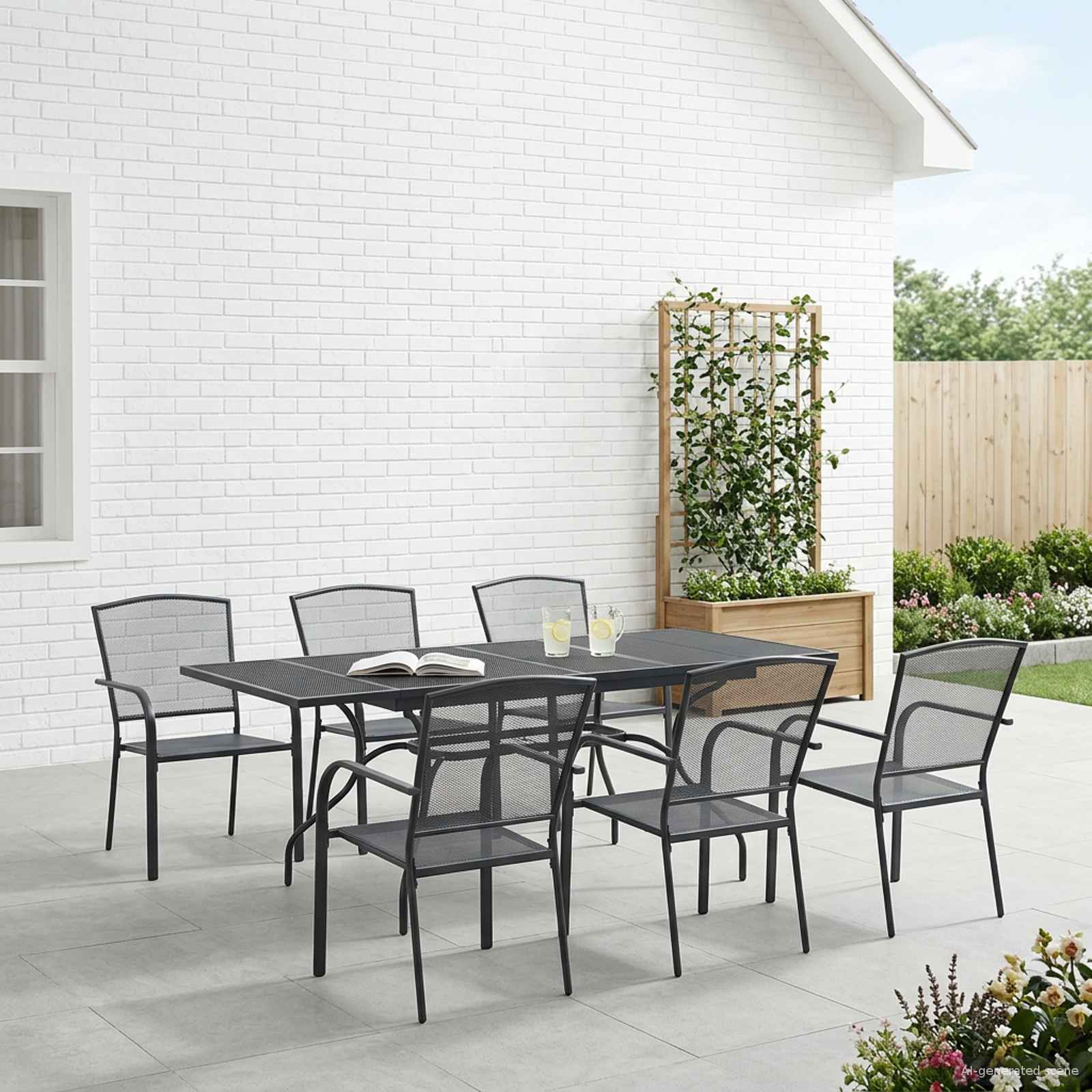 Σέτ φαγητού για κήπο 7 pcs Ανθρακί 212 x 90 x 76 εκ. - Pakobazaar