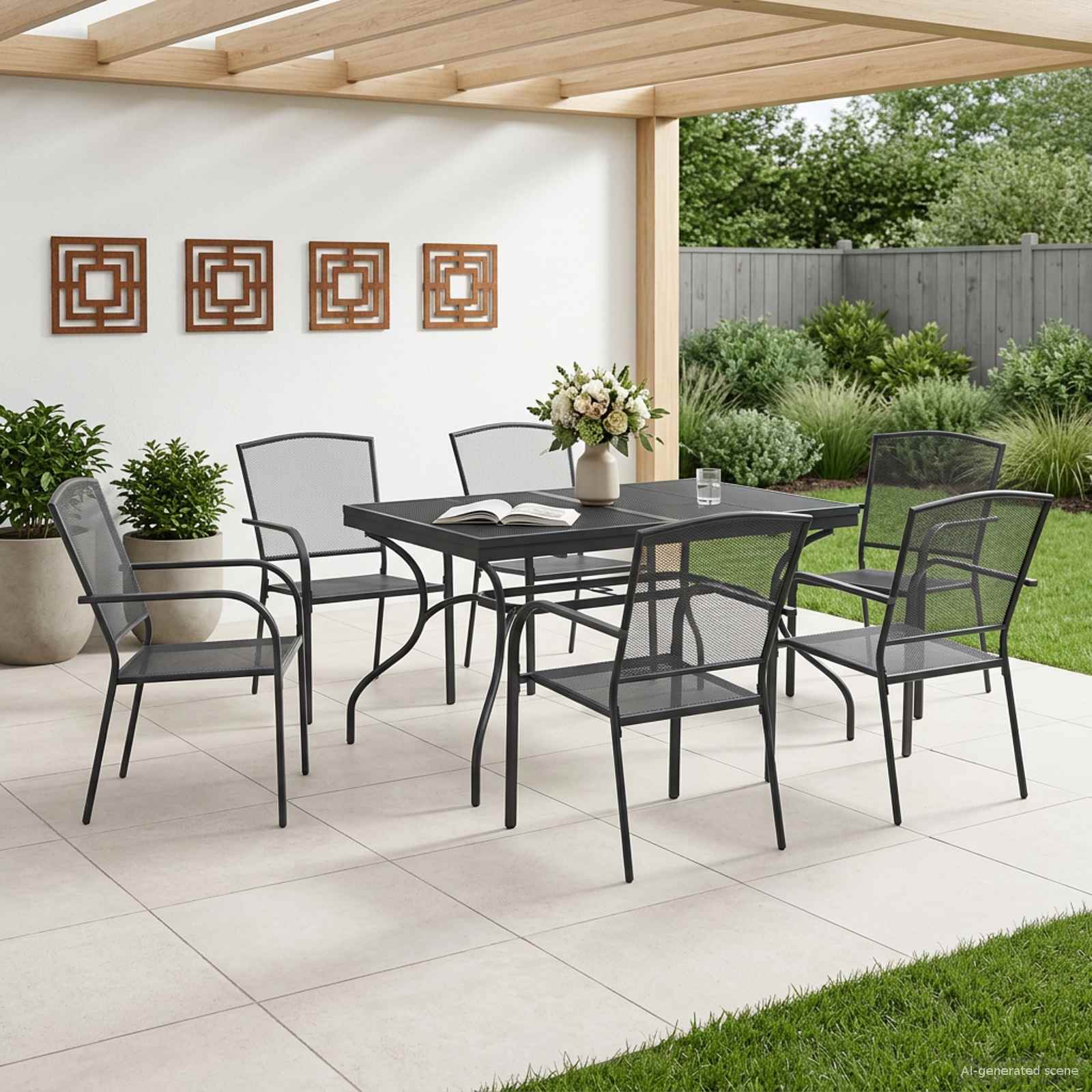 Σέτ φαγητού για κήπο 7 pcs Ανθρακί 212 x 90 x 76 εκ. - Pakobazaar