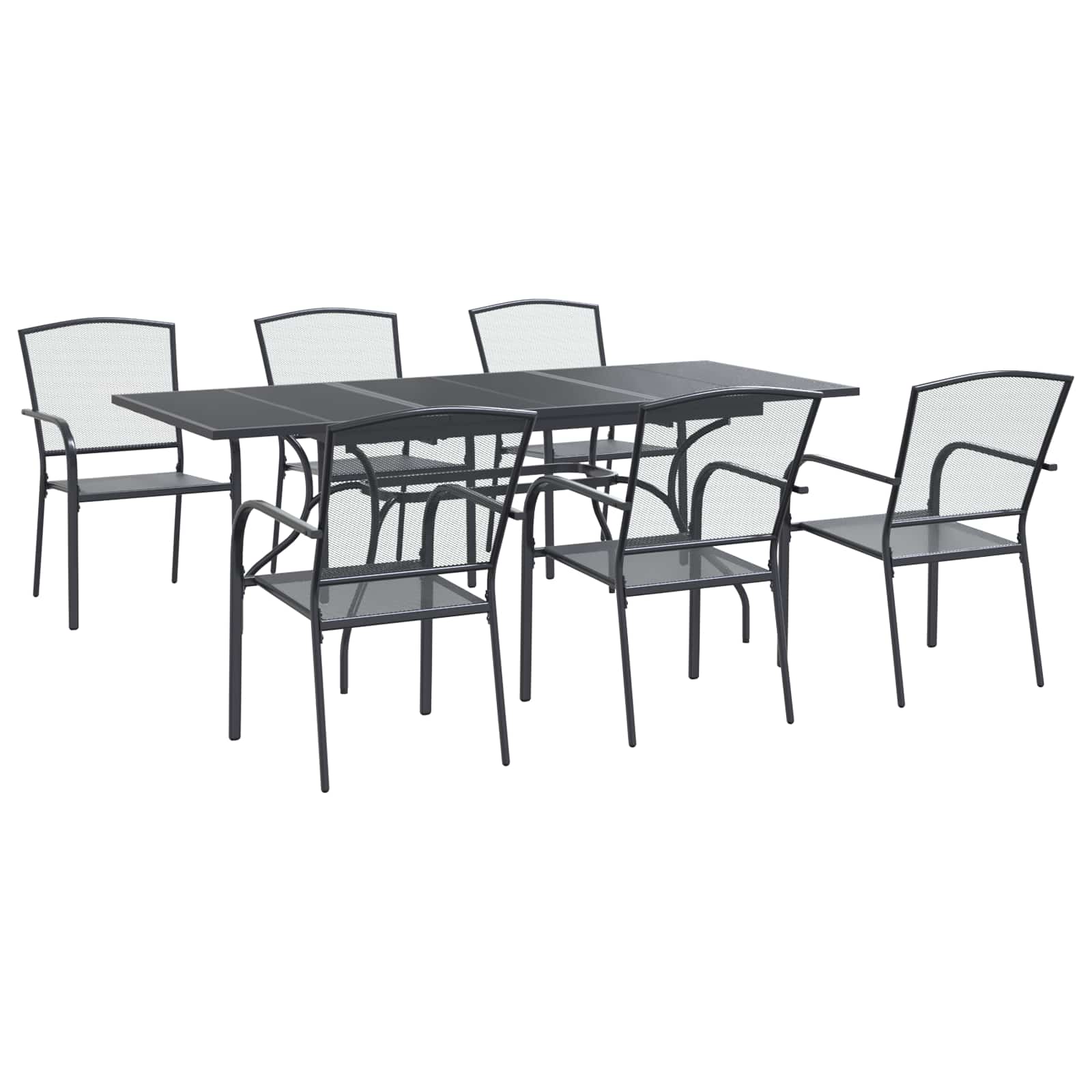 Σέτ φαγητού για κήπο 7 pcs Ανθρακί 212 x 90 x 76 εκ. - Pakobazaar