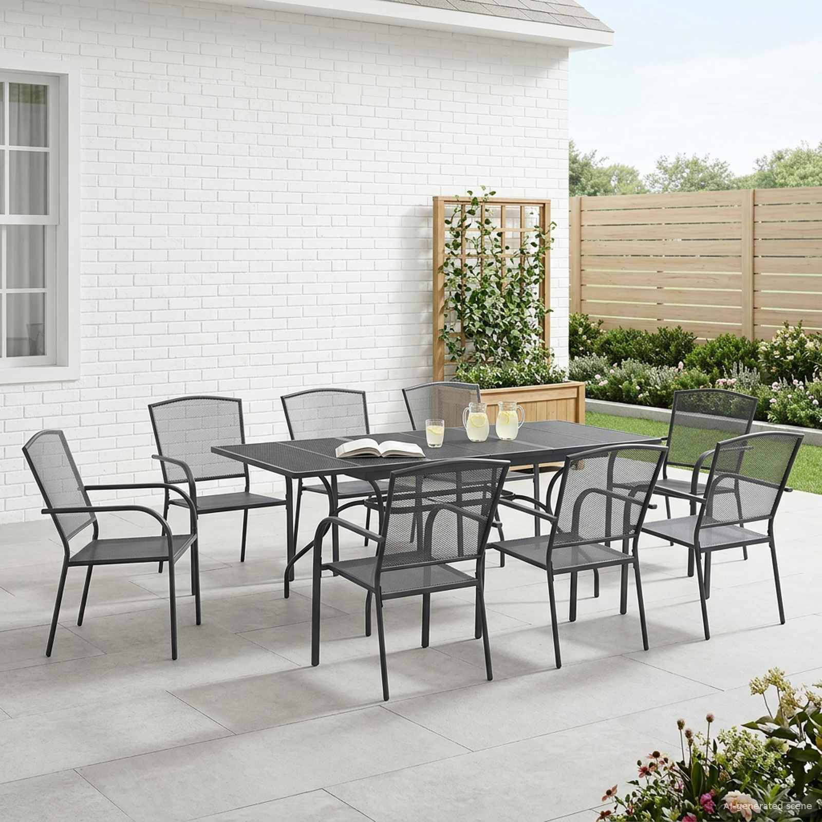 Σέτ φαγητού για κήπο 9 pcs Ανθρακί 212 x 90 x 76 εκ. - Pakobazaar