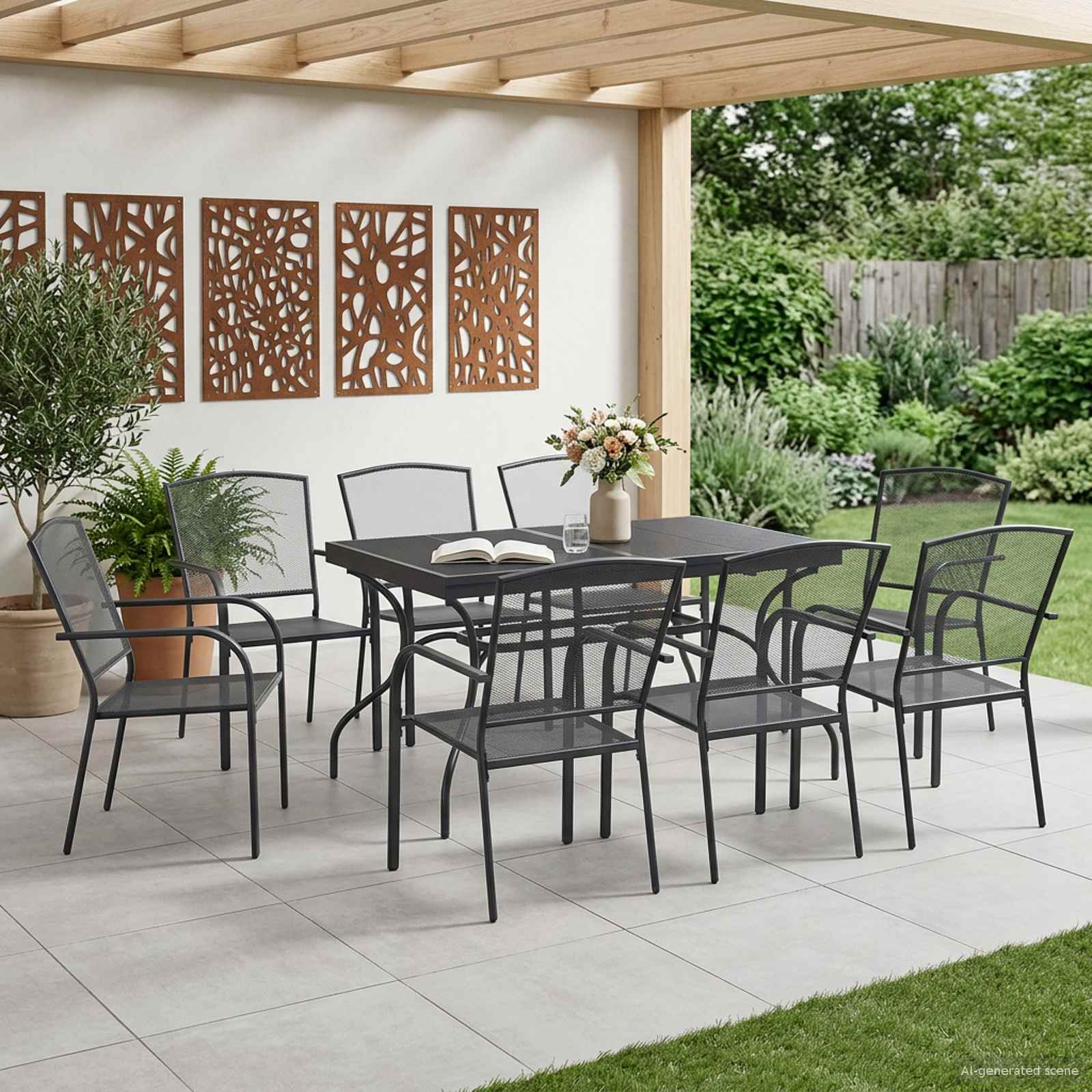 Σέτ φαγητού για κήπο 9 pcs Ανθρακί 212 x 90 x 76 εκ. - Pakobazaar