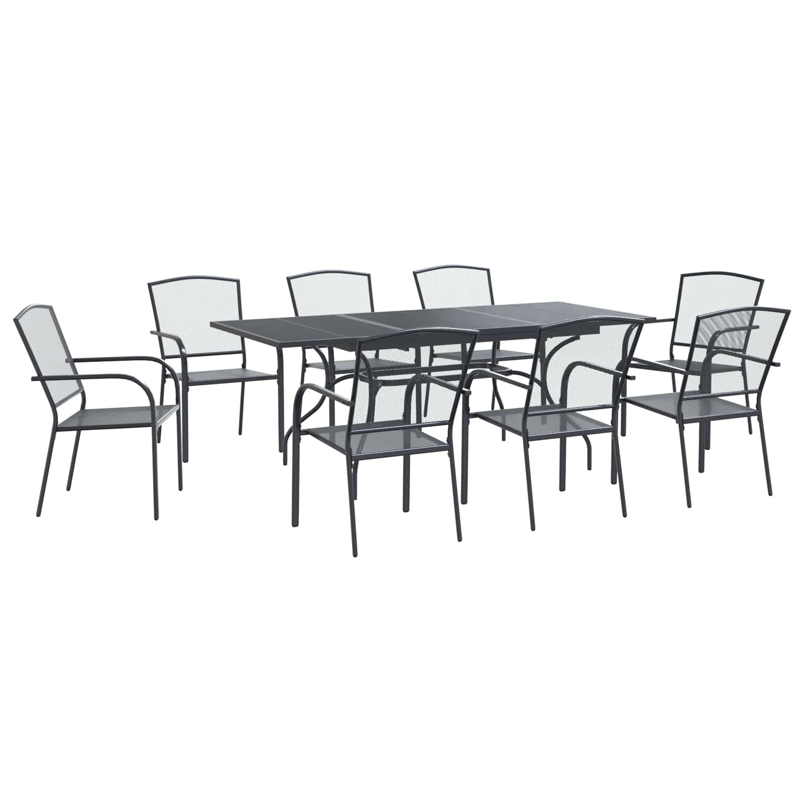 Σέτ φαγητού για κήπο 9 pcs Ανθρακί 212 x 90 x 76 εκ. - Pakobazaar