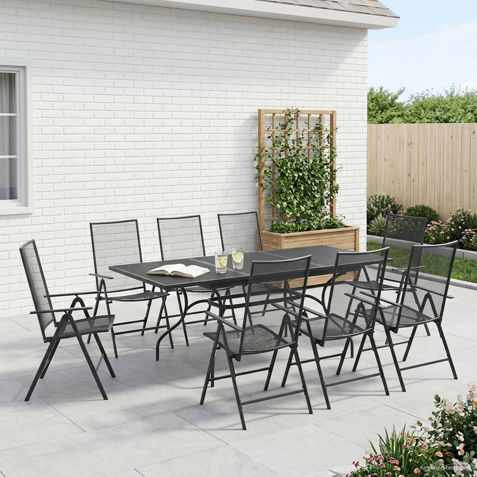 Σέτ φαγητού για κήπο 9 pcs Ανθρακί 212 x 90 x 76 εκ. - Pakobazaar