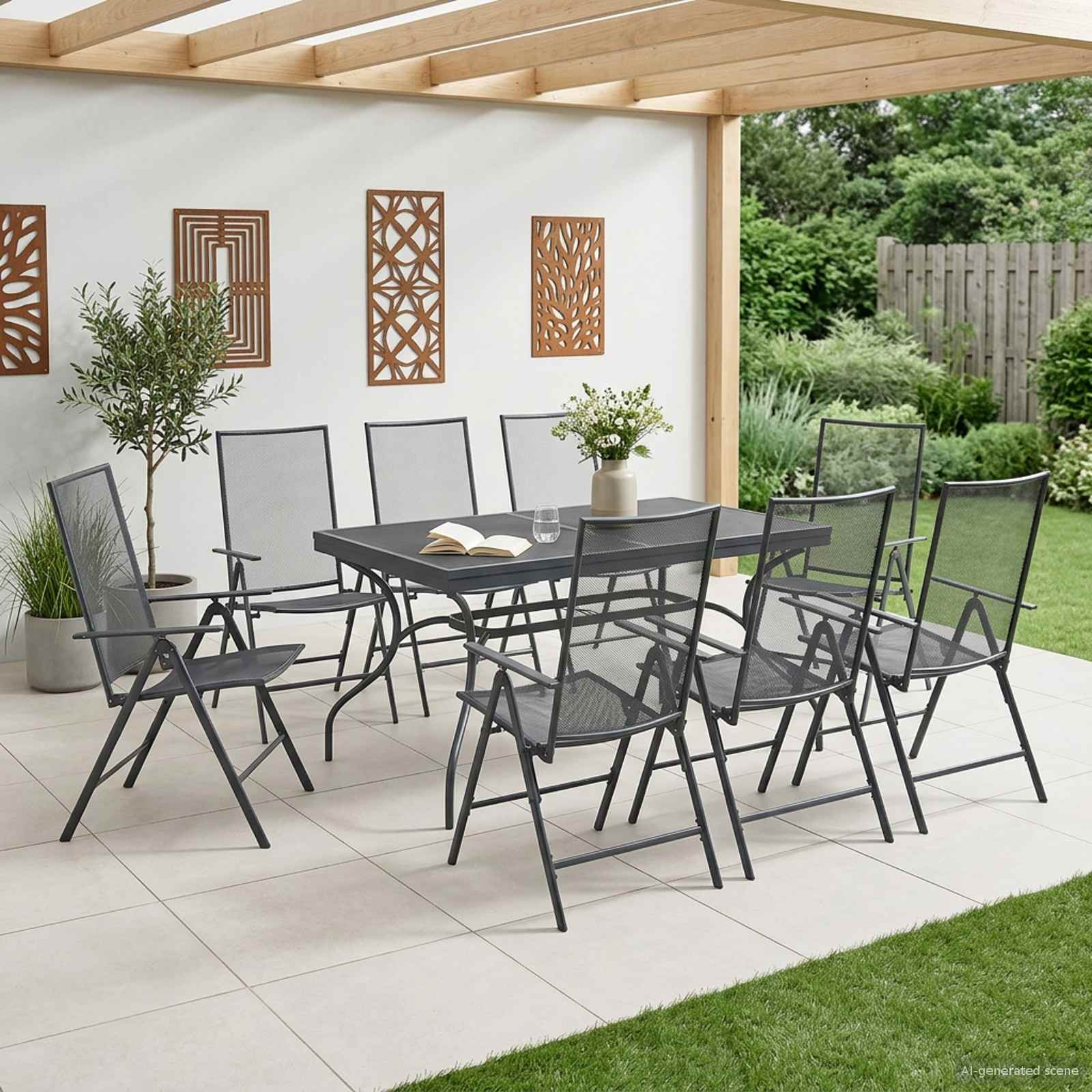 Σέτ φαγητού για κήπο 9 pcs Ανθρακί 212 x 90 x 76 εκ. - Pakobazaar