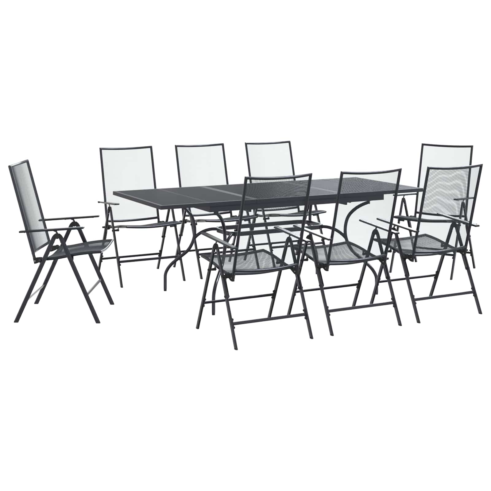 Σέτ φαγητού για κήπο 9 pcs Ανθρακί 212 x 90 x 76 εκ. - Pakobazaar