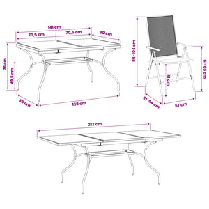 Σέτ φαγητού για κήπο 9 pcs Ανθρακί 212 x 90 x 76 εκ. - Pakobazaar