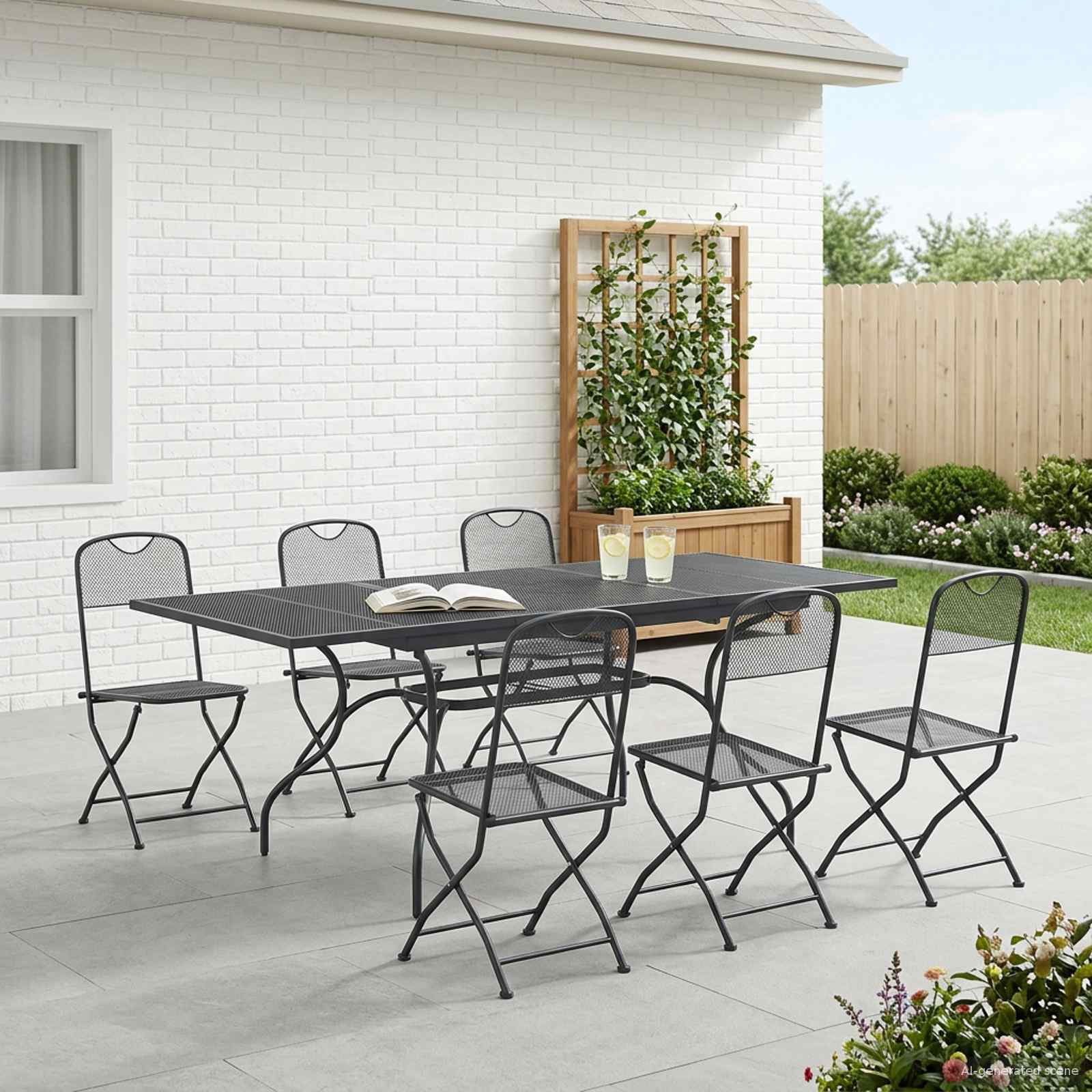 Σέτ φαγητού για κήπο 7 pcs Ανθρακί 212 x 90 x 76 εκ. - Pakobazaar