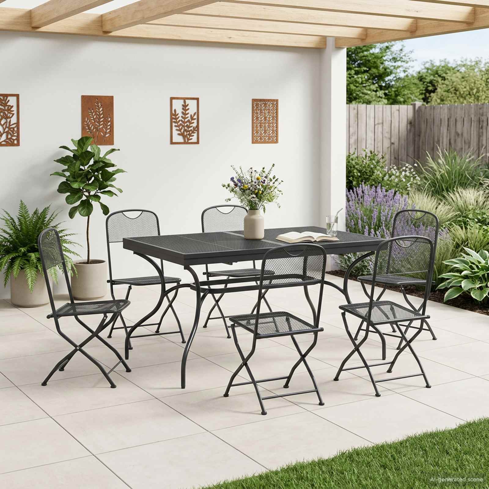 Σέτ φαγητού για κήπο 7 pcs Ανθρακί 212 x 90 x 76 εκ. - Pakobazaar
