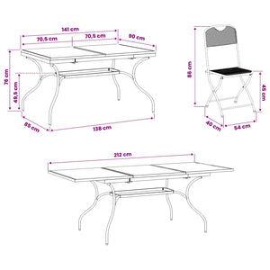 Σέτ φαγητού για κήπο 7 pcs Ανθρακί 212 x 90 x 76 εκ. - Pakobazaar