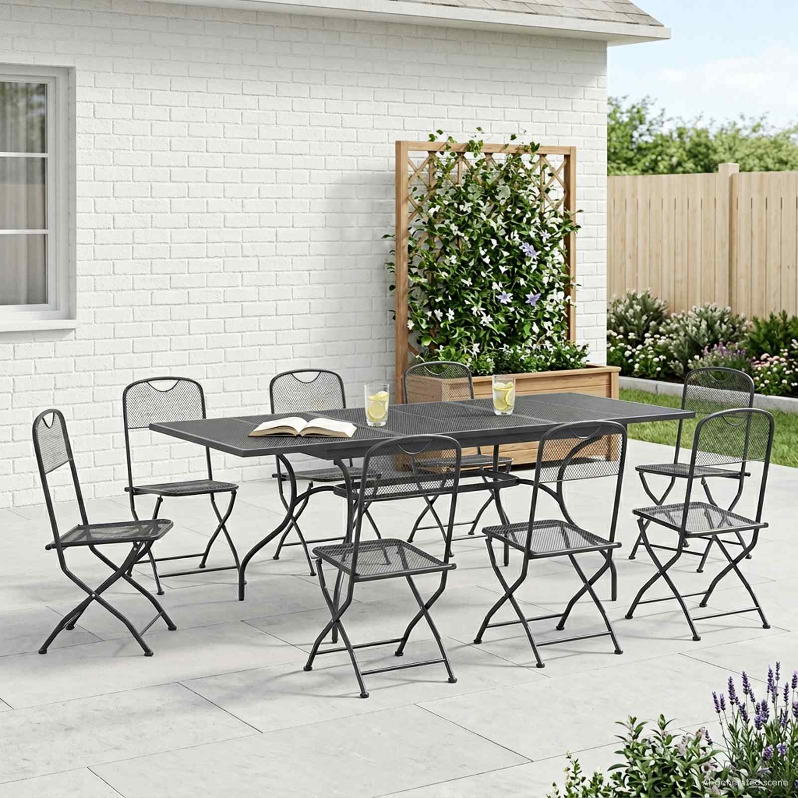 Σέτ φαγητού για κήπο 9 pcs Ανθρακί 212 x 90 x 76 εκ. - Pakobazaar