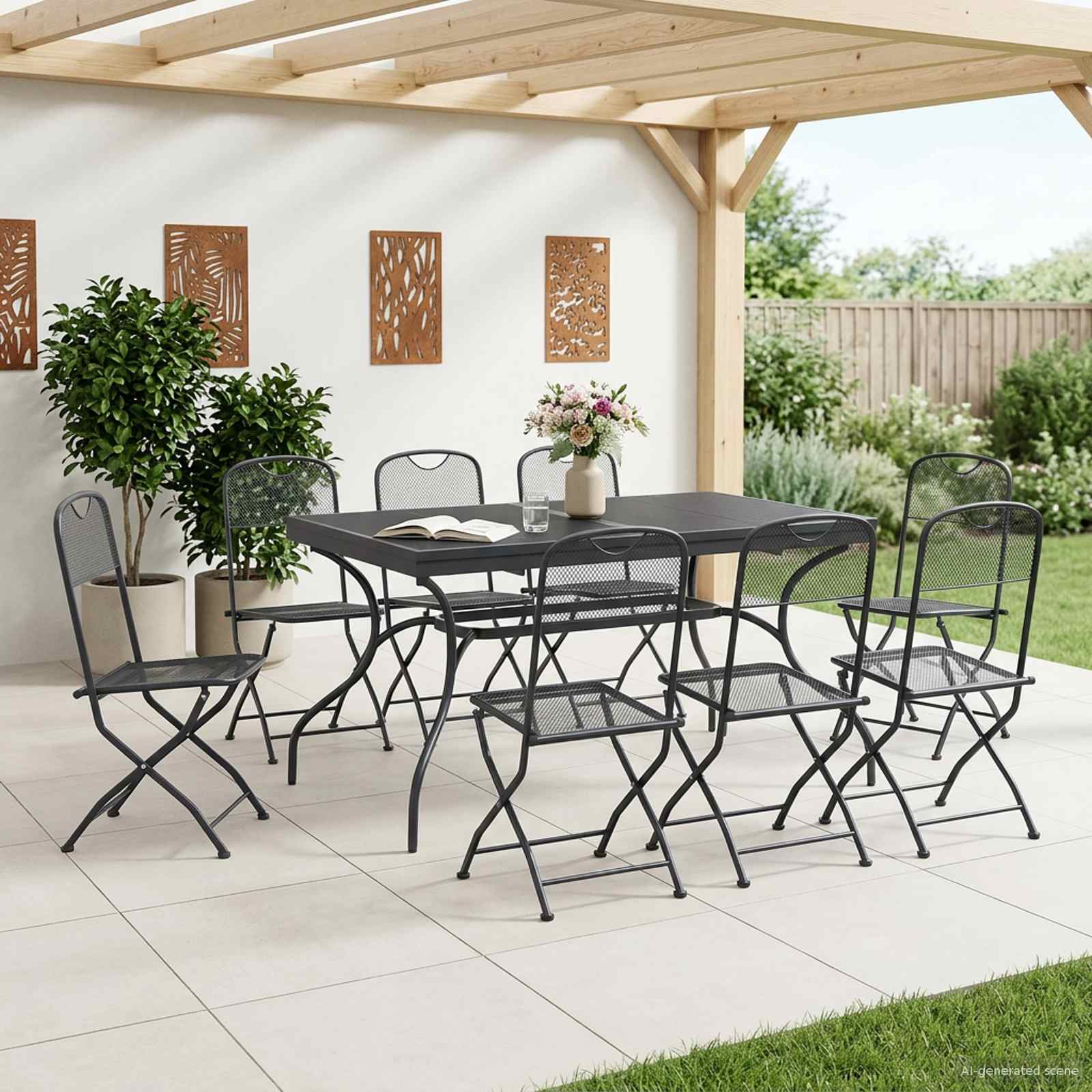 Σέτ φαγητού για κήπο 9 pcs Ανθρακί 212 x 90 x 76 εκ. - Pakobazaar
