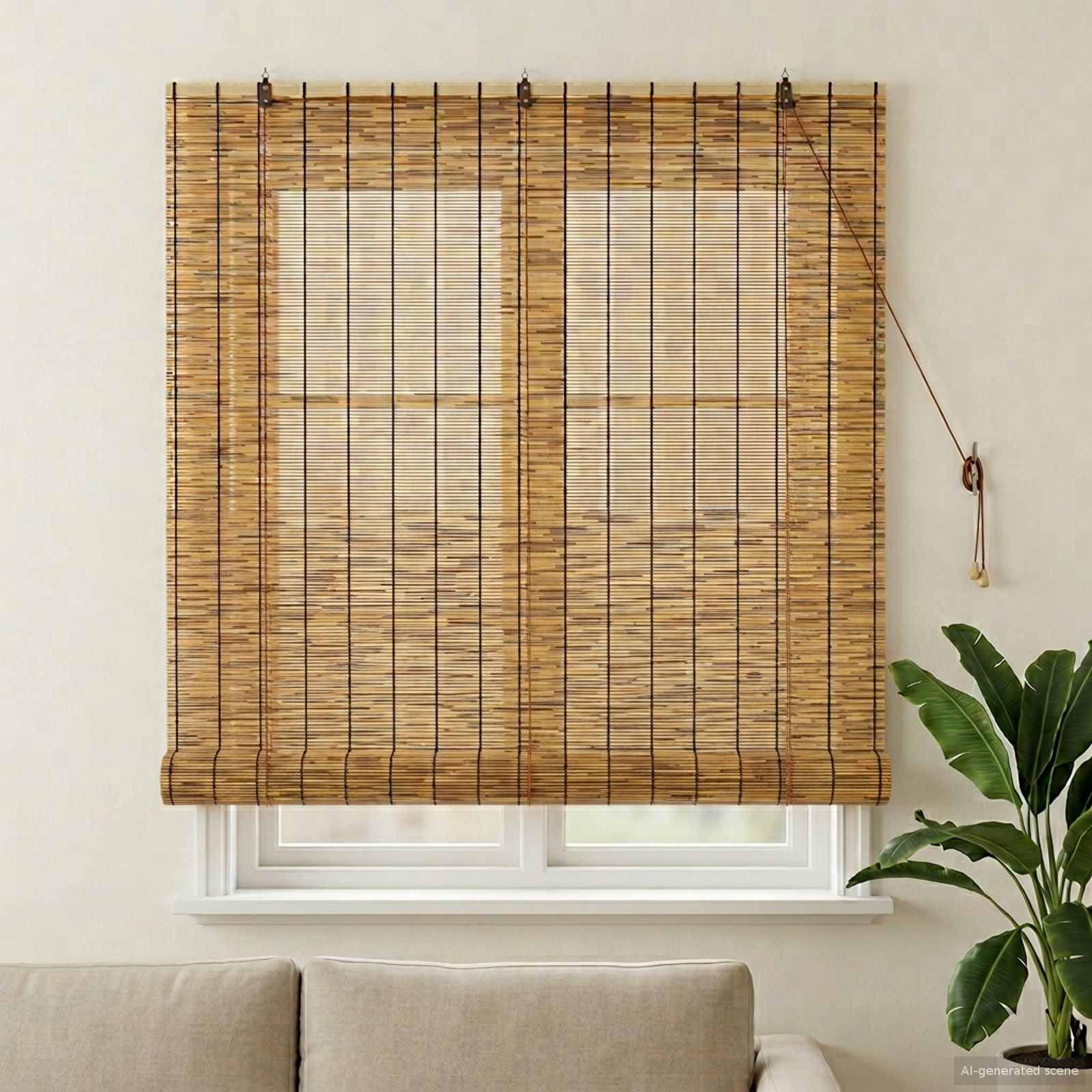 Ρόλερ (στόρι) Καφέ 140 x 160 cm Καλάμι - Pakobazaar