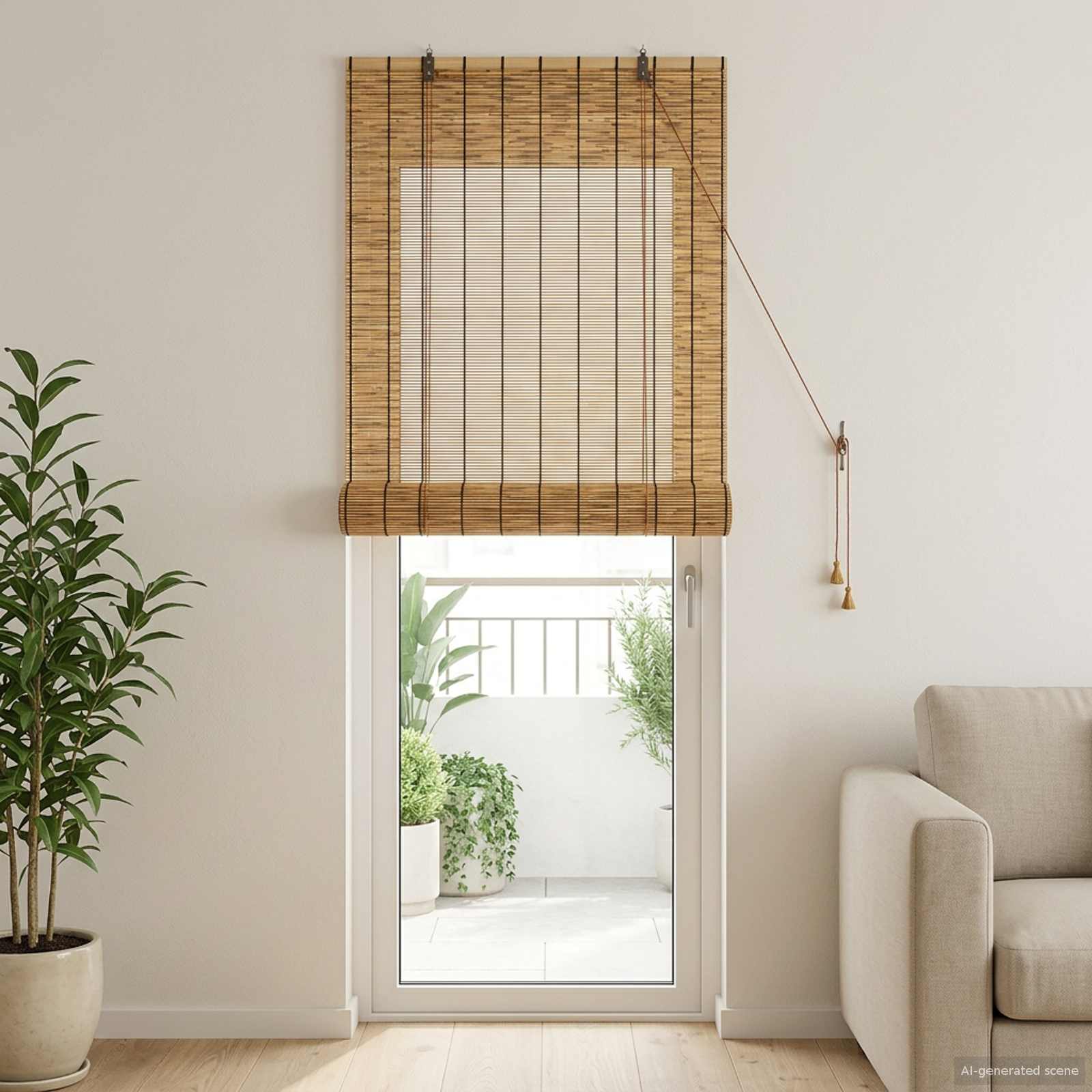 Ρόλερ (στόρι) Καφέ 80 x 220 cm Καλάμι - Pakobazaar