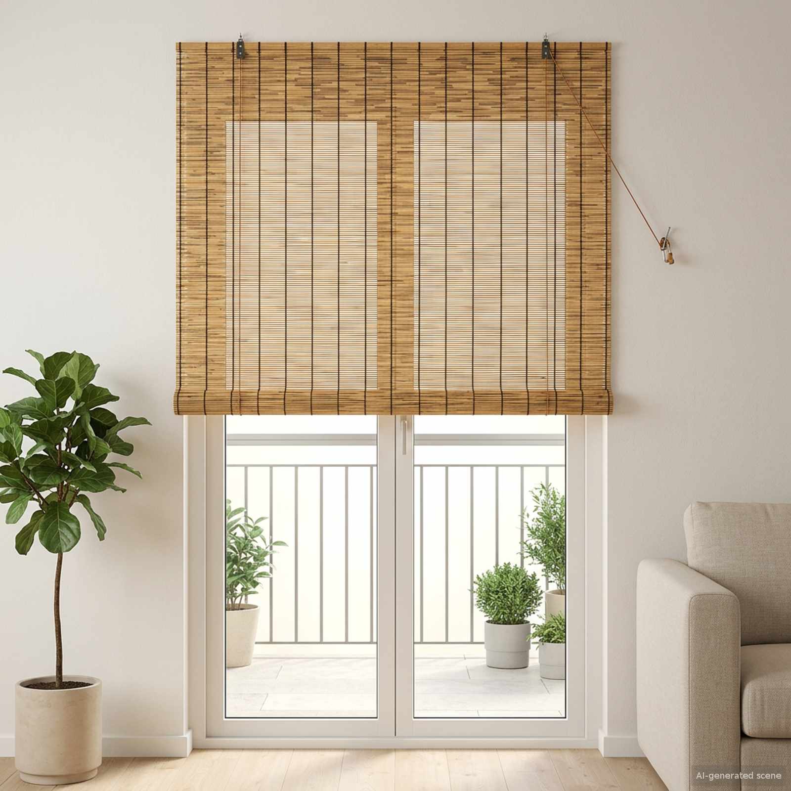 Ρόλερ (στόρι) Καφέ 120 x 220 cm Καλάμι - Pakobazaar