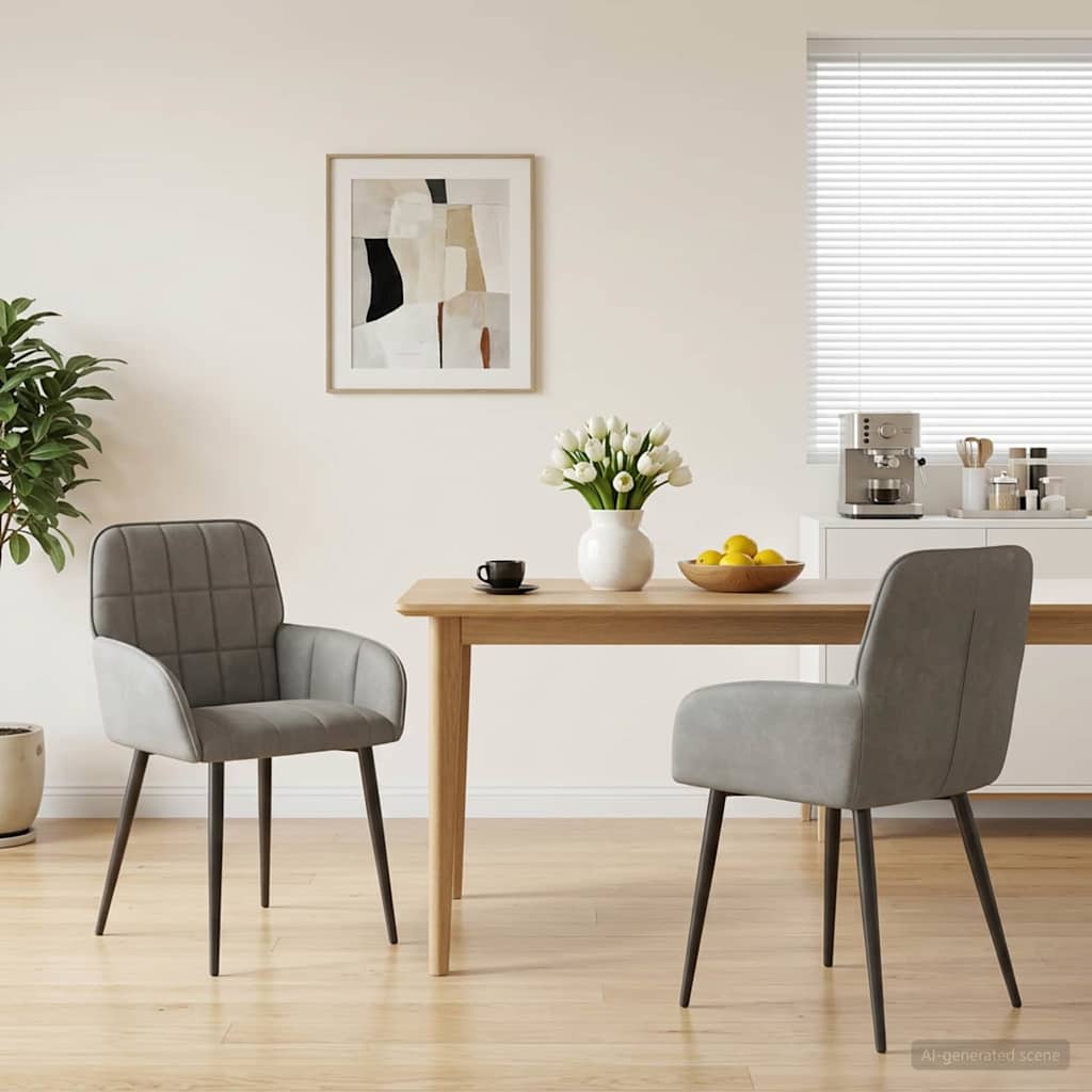 Καρέκλες φαγητού 2 pcs Βελούδο Ανοιχτό γκρι 57 x 50 x 85 εκ. - Pakobazaar