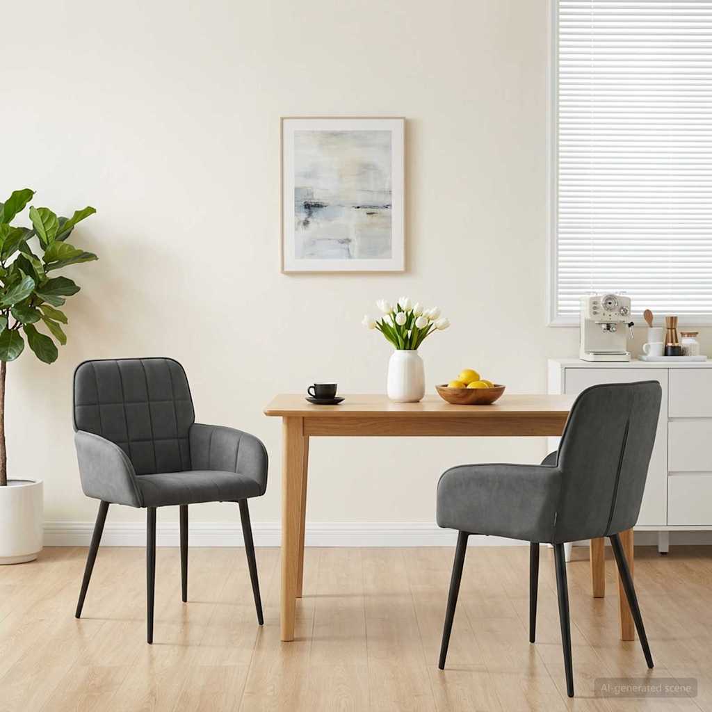 Καρέκλες φαγητού 2 pcs Βελούδο Σκούρο Γκρι 57 x 50 x 85 εκ.