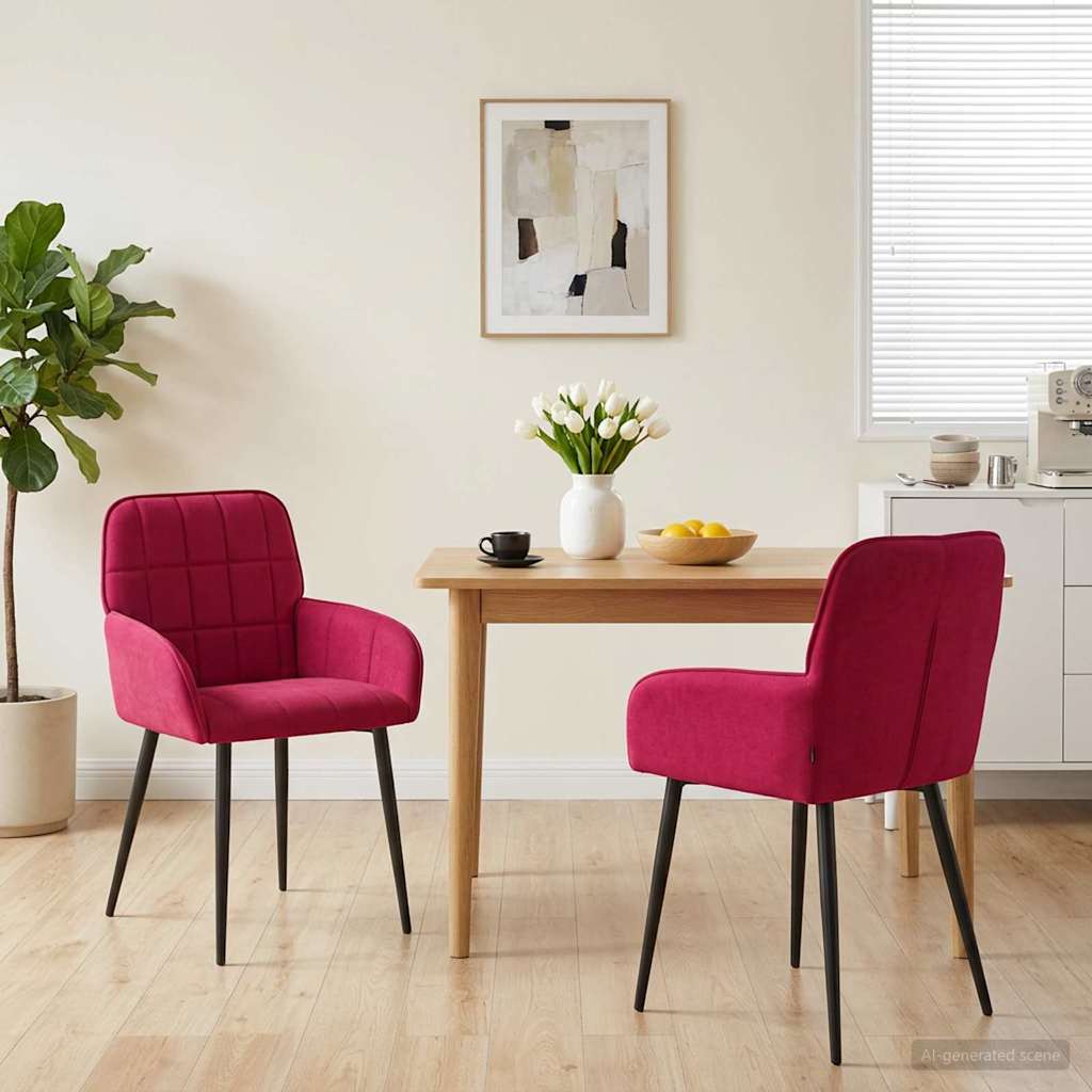 Καρέκλες φαγητού 2 pcs Βελούδο Κόκκινο 57 x 50 x 85 εκ.