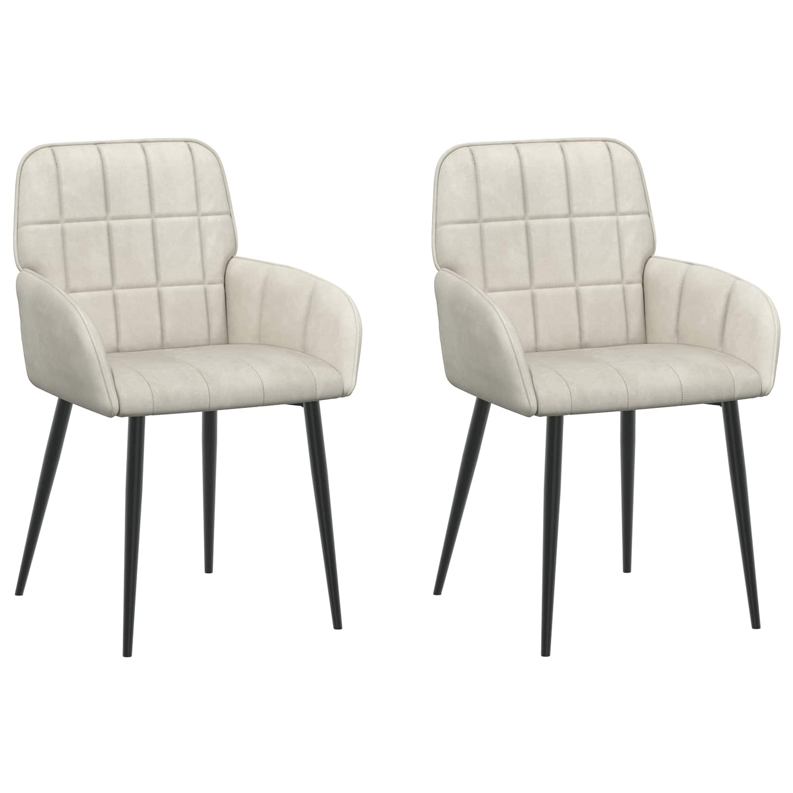 Καρέκλες φαγητού 2 pcs Βελούδο Κρεμ 57 x 50 x 85 εκ. - Pakobazaar