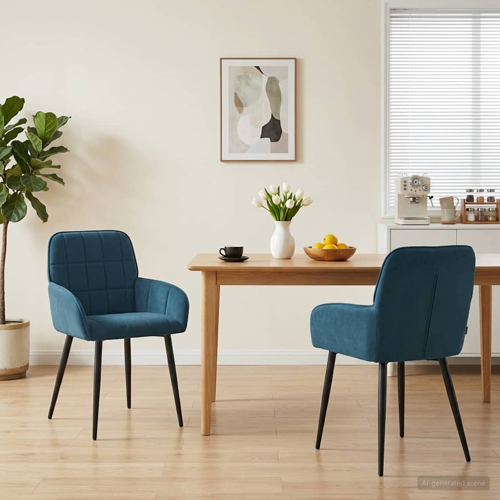 Καρέκλες φαγητού 2 pcs Βελούδο Μπλε 57 x 50 x 85 εκ.