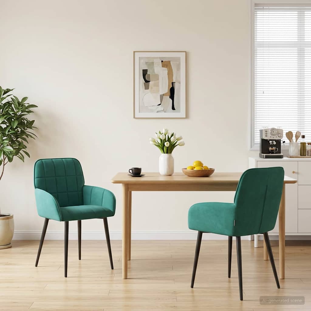 Καρέκλες φαγητού 2 pcs Βελούδο Τιρκουάζ 57 x 50 x 85 εκ. - Pakobazaar
