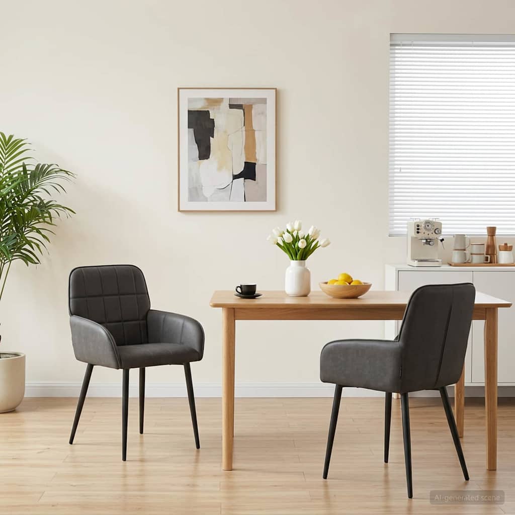 Καρέκλες φαγητού 2 pcs Τεχνητό Δέρμα Μαύρο 57 x 50 x 85 εκ. - Pakobazaar