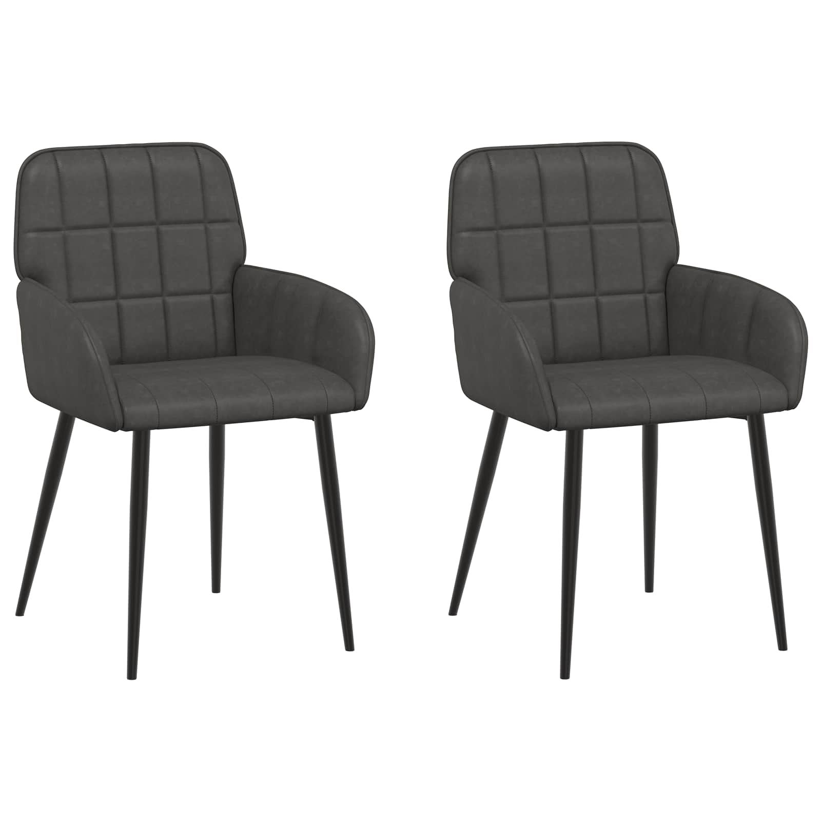 Καρέκλες φαγητού 2 pcs Τεχνητό Δέρμα Μαύρο 57 x 50 x 85 εκ. - Pakobazaar
