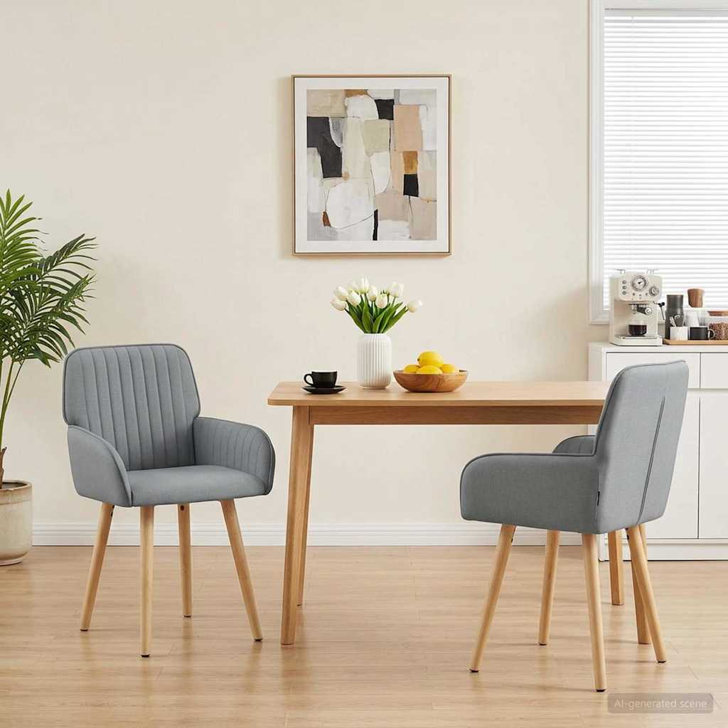 Καρέκλες φαγητού 2 pcs Ύφασμα Ανοιχτό γκρι 56,5 x 50 x 87,5 εκ. - Pakobazaar