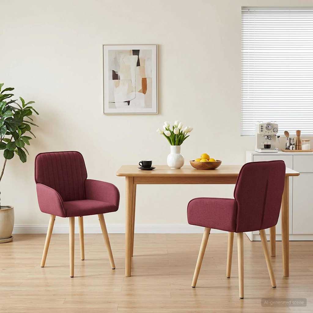 Καρέκλες φαγητού 2 pcs Ύφασμα Κόκκινο 56,5 x 50 x 87,5 εκ. - Pakobazaar