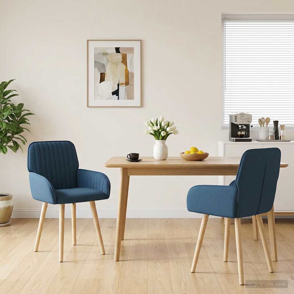 Καρέκλες φαγητού 2 pcs Ύφασμα Μπλε 56,5 x 50 x 87,5 εκ. - Pakobazaar